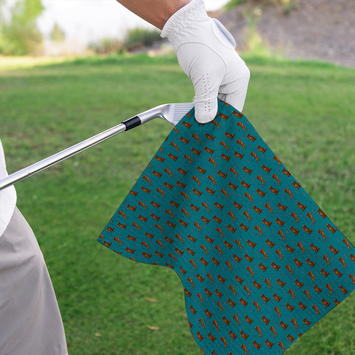 Wiener Dog Golf Pattern Towels, Dachshund Lover Golf Towel, Unique Golf Gift For Golfer
