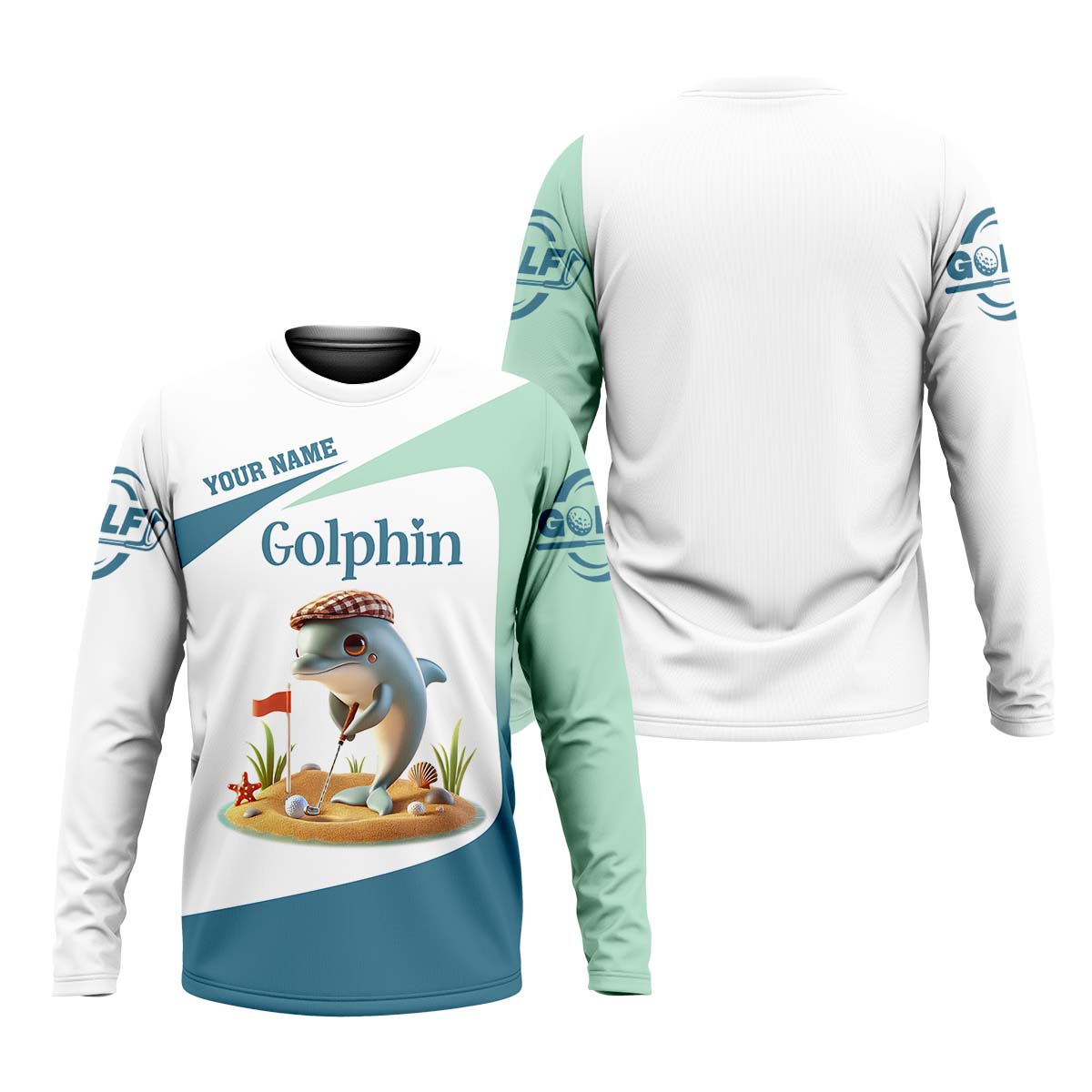 Golfin' Dolphin Custom Golf Polo ShirtGolfing Apparel, Mens Golf Gift, Funny Golf Polo Shirt