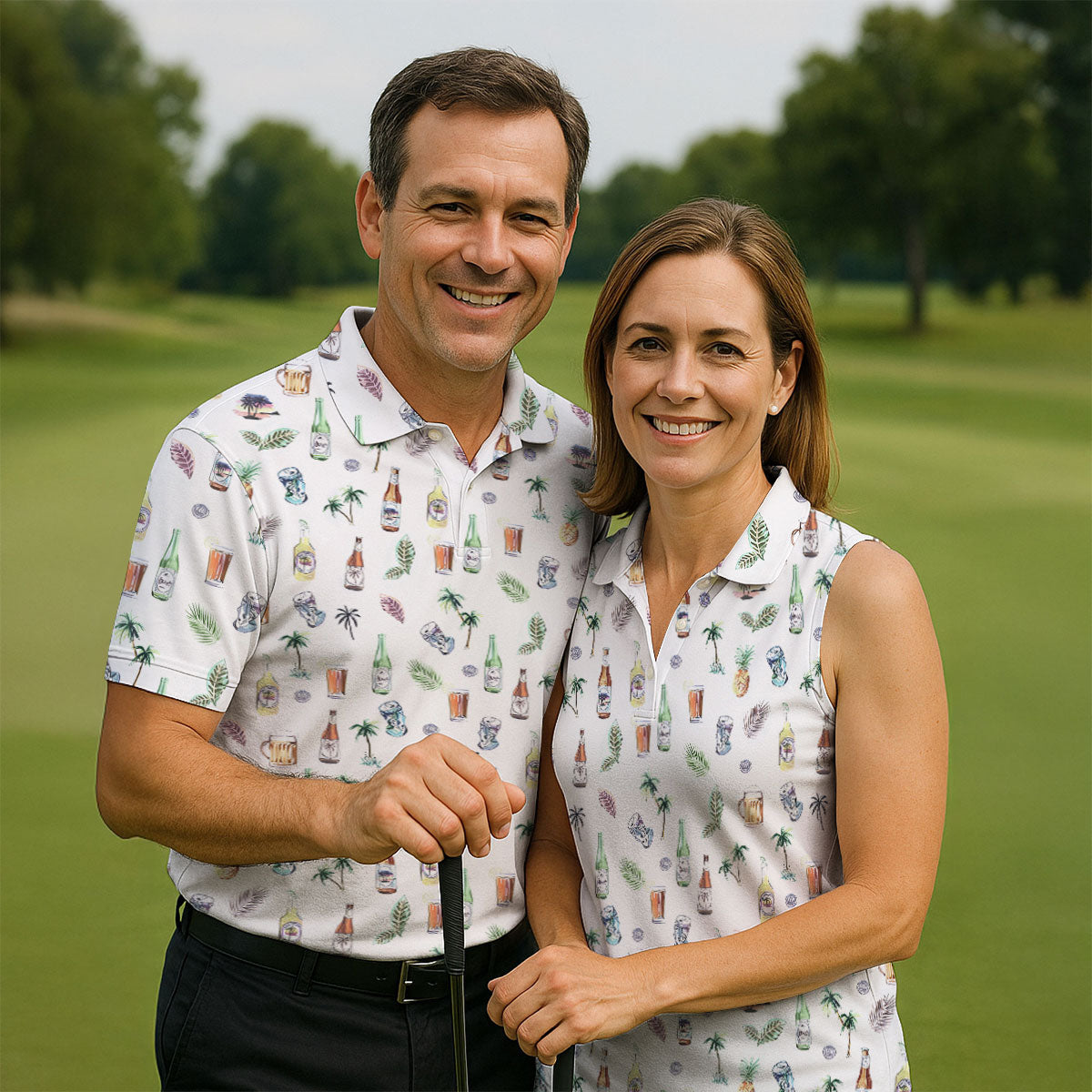 Beer Tropical Fun Women's Golf Shirts, Cute Golf Outfit, Golf Gifts For Women, Ladies Golf Polos