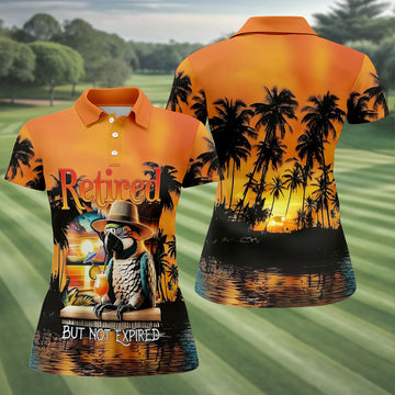 Funny Retirement Parrot Beach Vacation Golf Shirt, Golf Polo For Women, Printed Golf Shirt