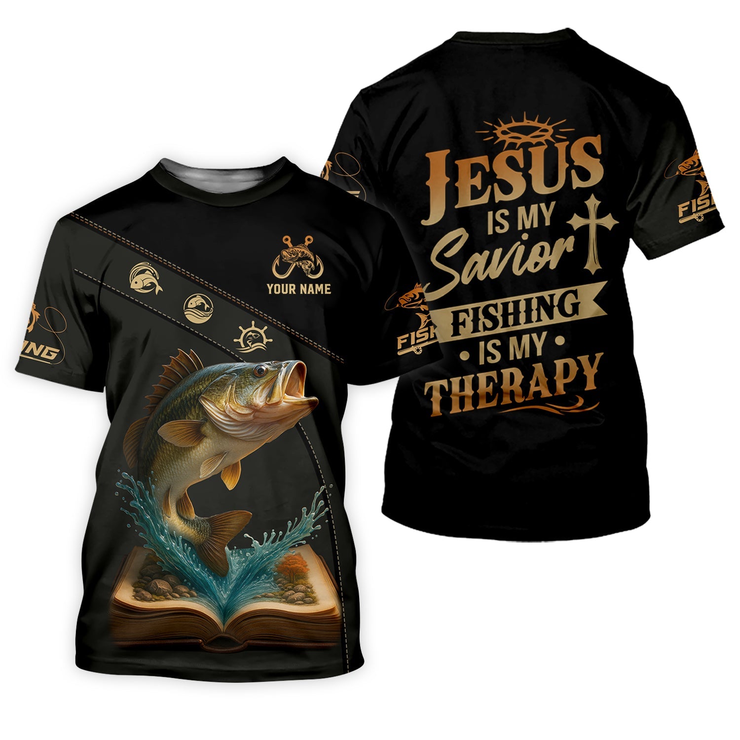 Jesus Is My Savior, Fishing Therapy SPF Shirt, Funny Fishing Shirt, Gift For Fisherman