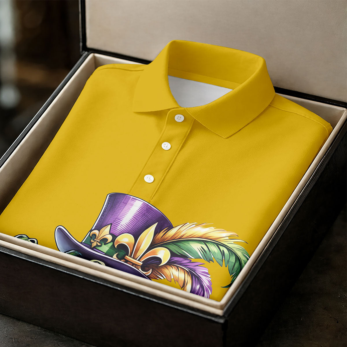 Mardi Gras Alligator Playing Saxophone Yellow Golf Shirt, Women's Golf Tops, Ladies Golf Shirt