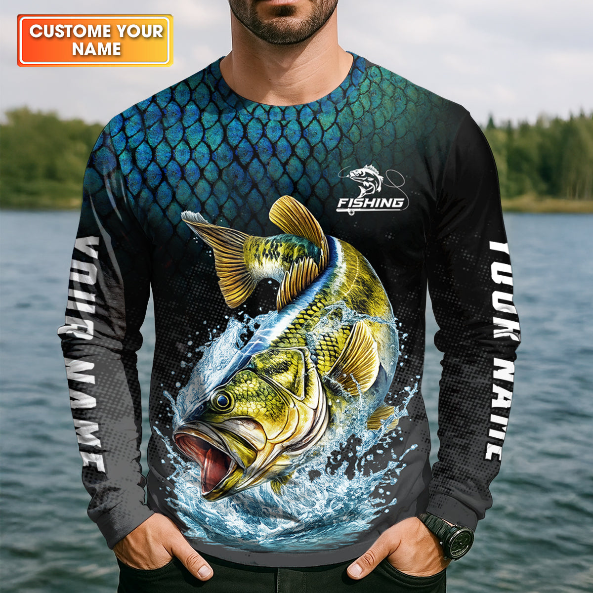 Fishing Is My Therapy Bass Fishing UPF Shirt – Personalized Fishing Shirt for Men