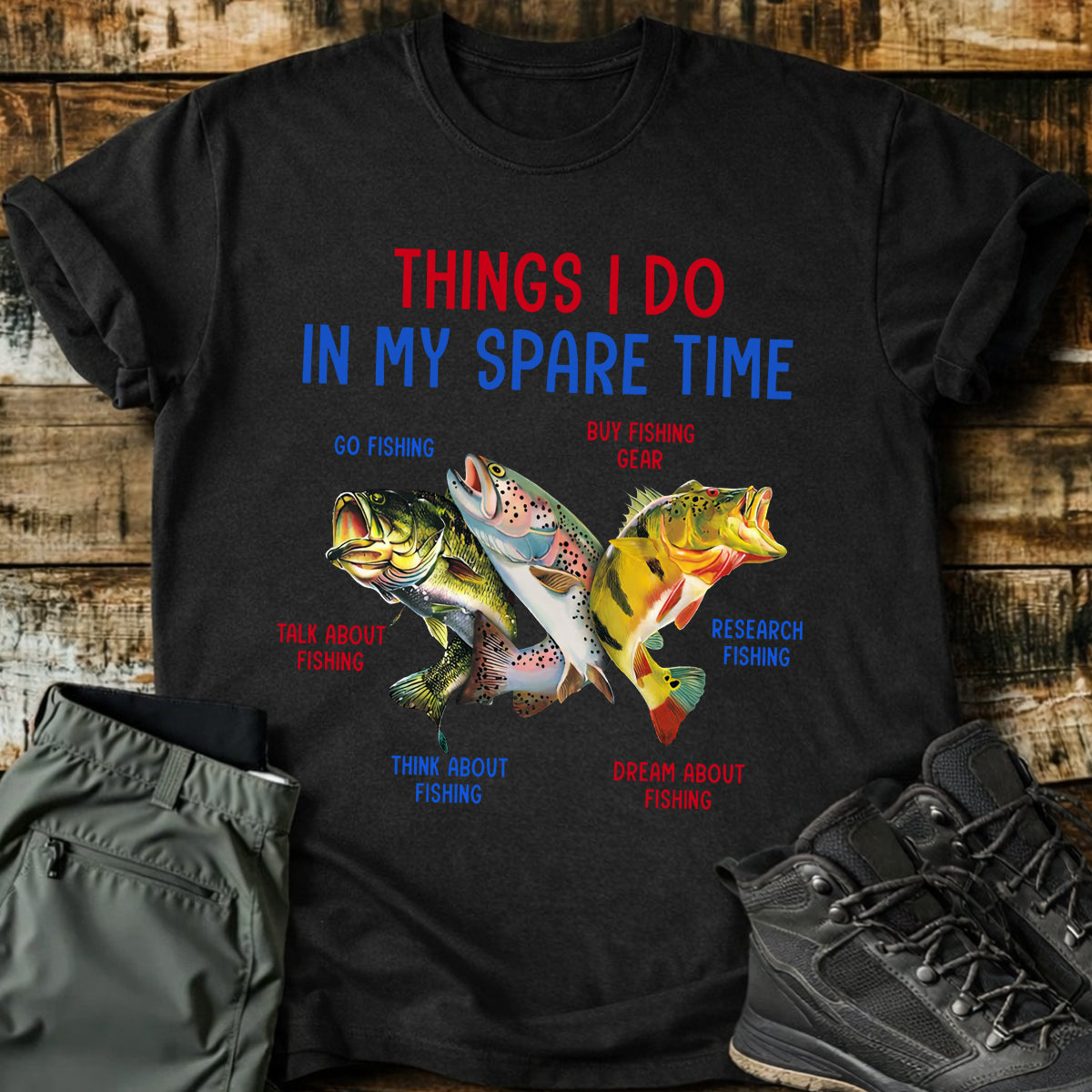 Things I Do In My Spare Time Red White Blue Funny Fishing Shirt, Patriotic Fishing Tee Shirts, Fishing Shirts For Men