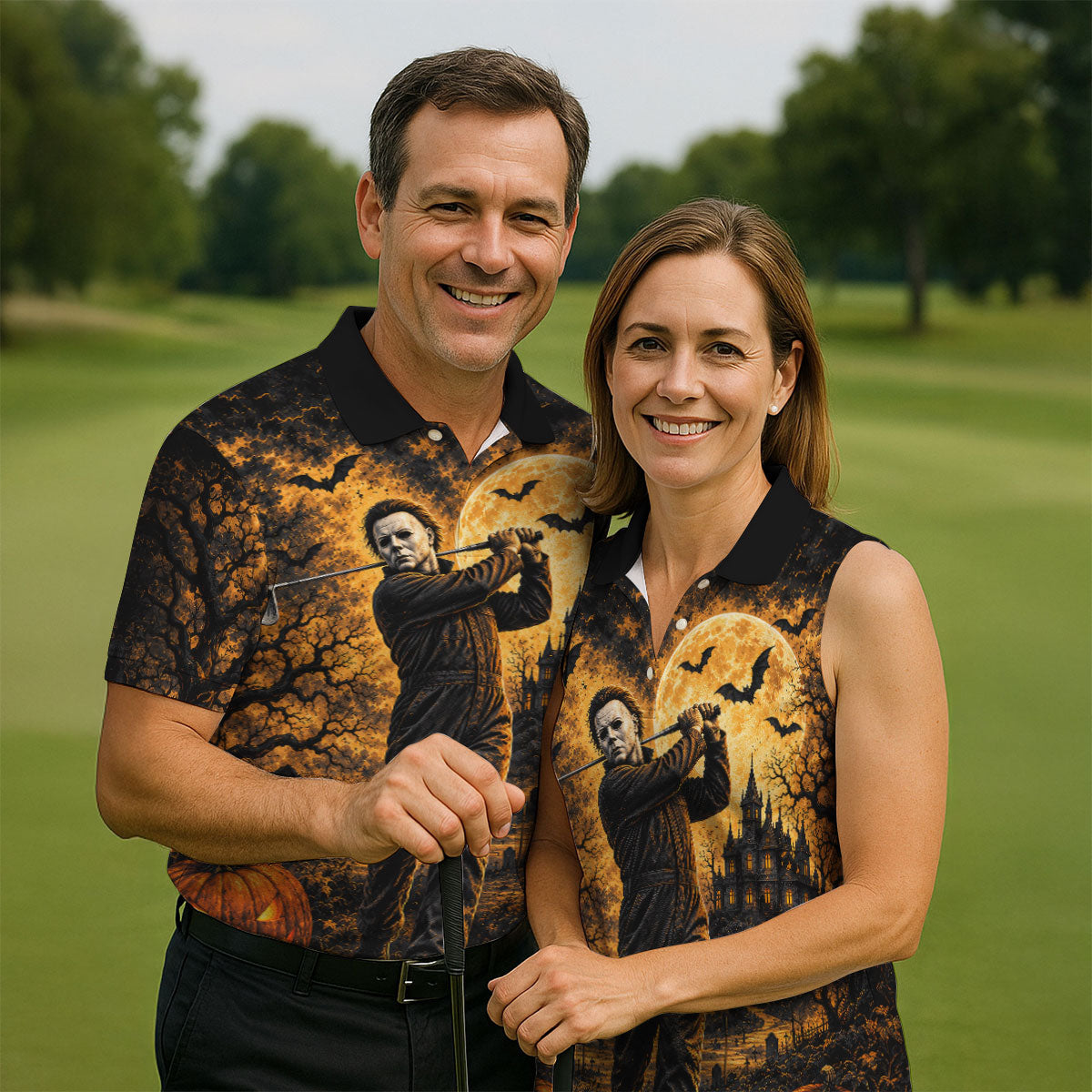 Bogeyman Horror Character Halloween Golf Polo Shirt, Mens Golf Polo, Mens Golf Shirts
