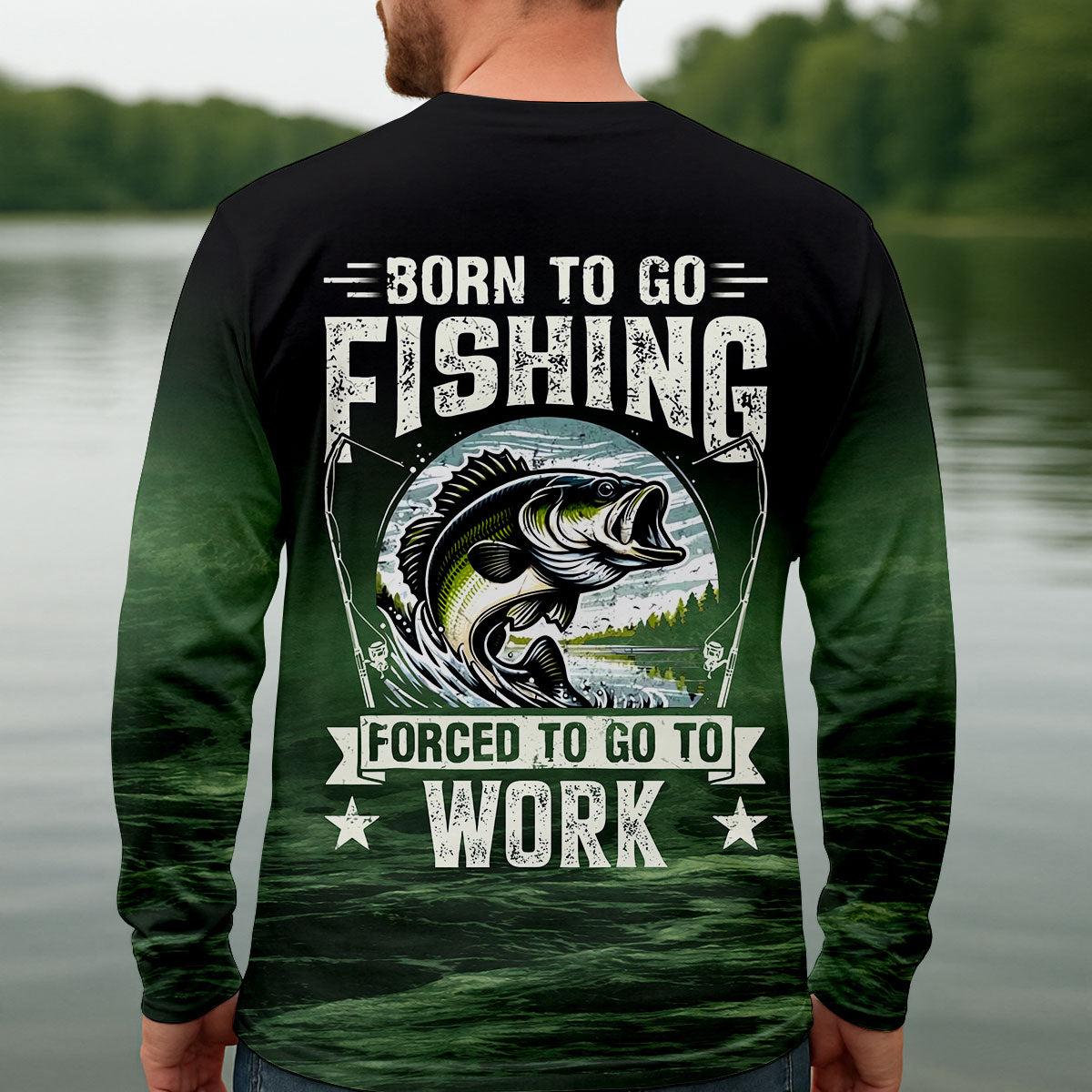 Custom Born To Go Fishing Long Sleeve Shirt, Funny Fisherman Gift for Men, Fishing UPF Shirts