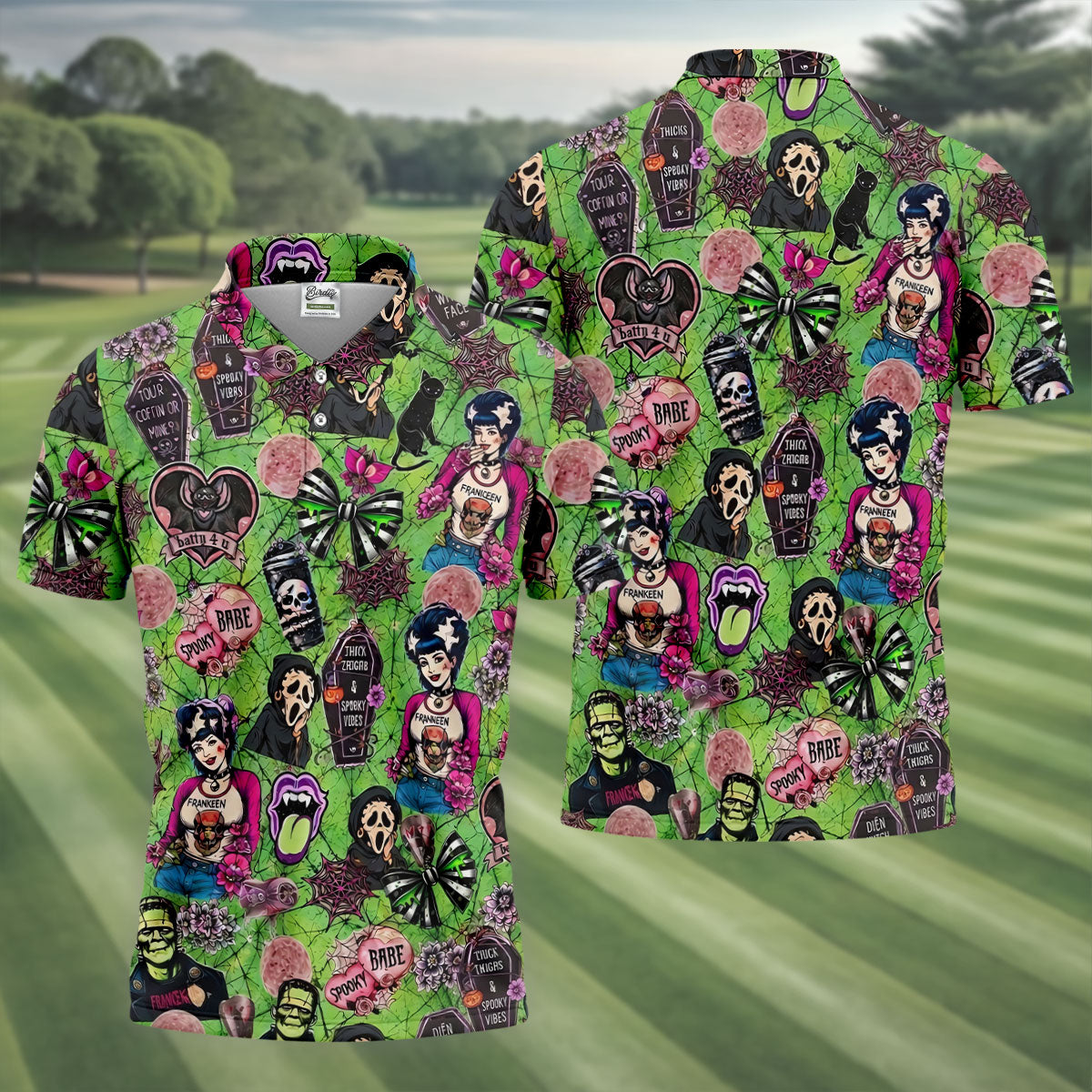 Halloween Horror Character Golf Polo Shirt, Mens Golf Polo, Golf Shirts For Men