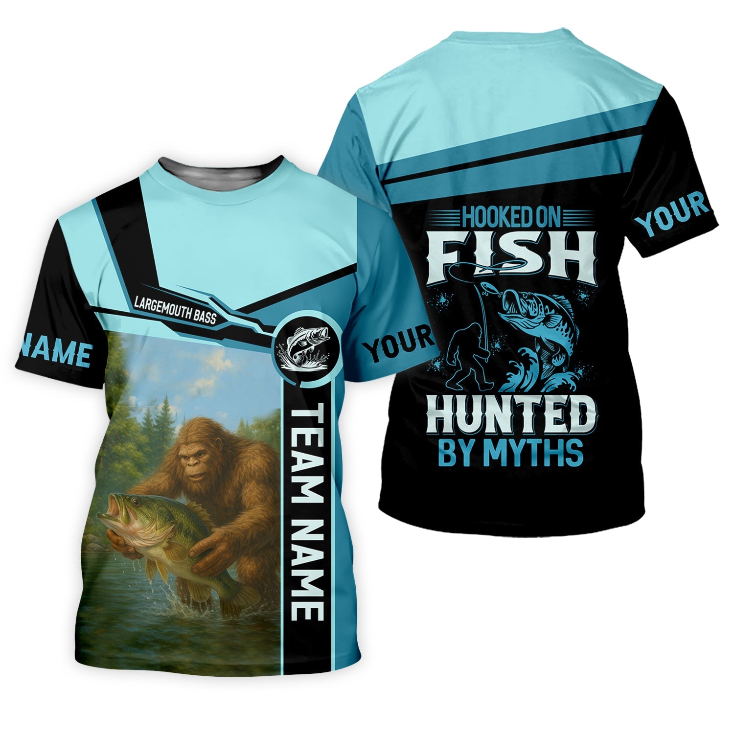 Hooked On Fish, Largemouth Bass Fishing, Funny Fishing Shirt, UV Protection Clothing, Mens Casual Shirts