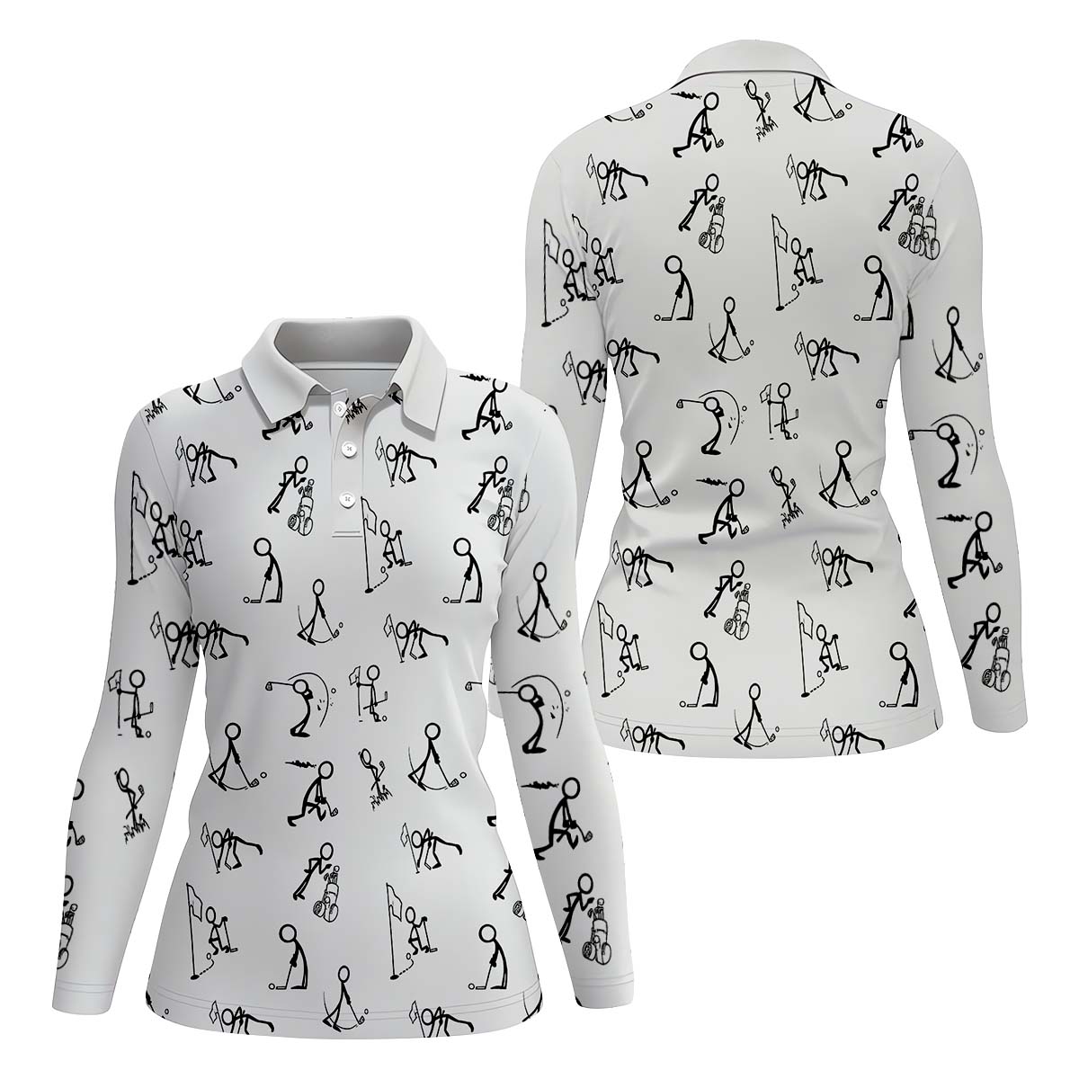 Funny Stick Figure Womens Golf Polo ShirtGolfing Apparel, Womens Golf Gifts