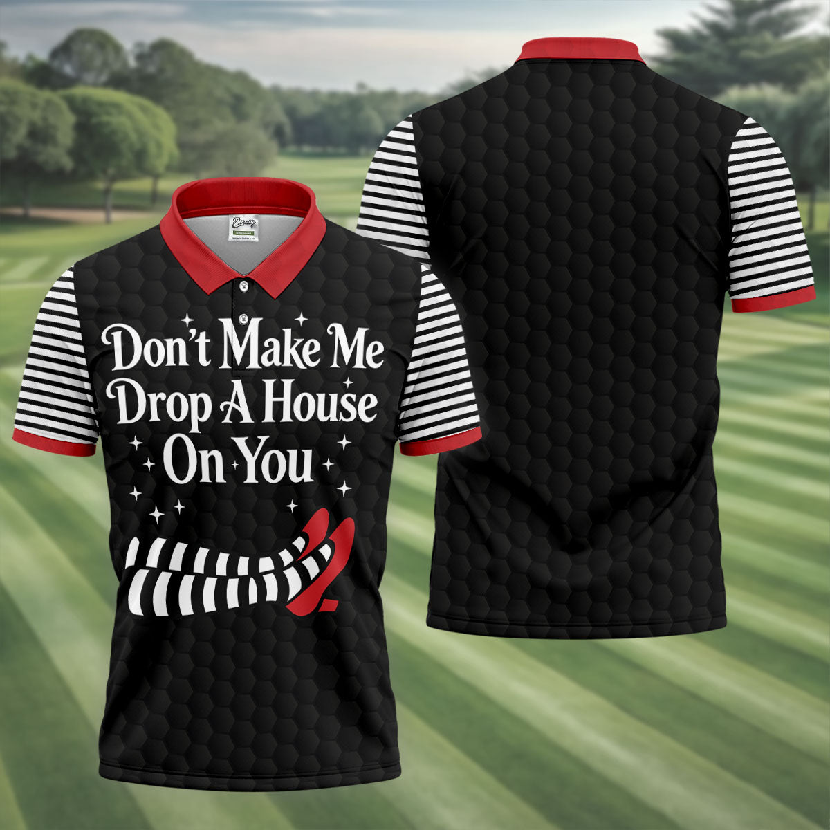 Don't Make Me Drop A House On You Polo Shirt, Halloween Golf Shirt, Mens Golf Apparel