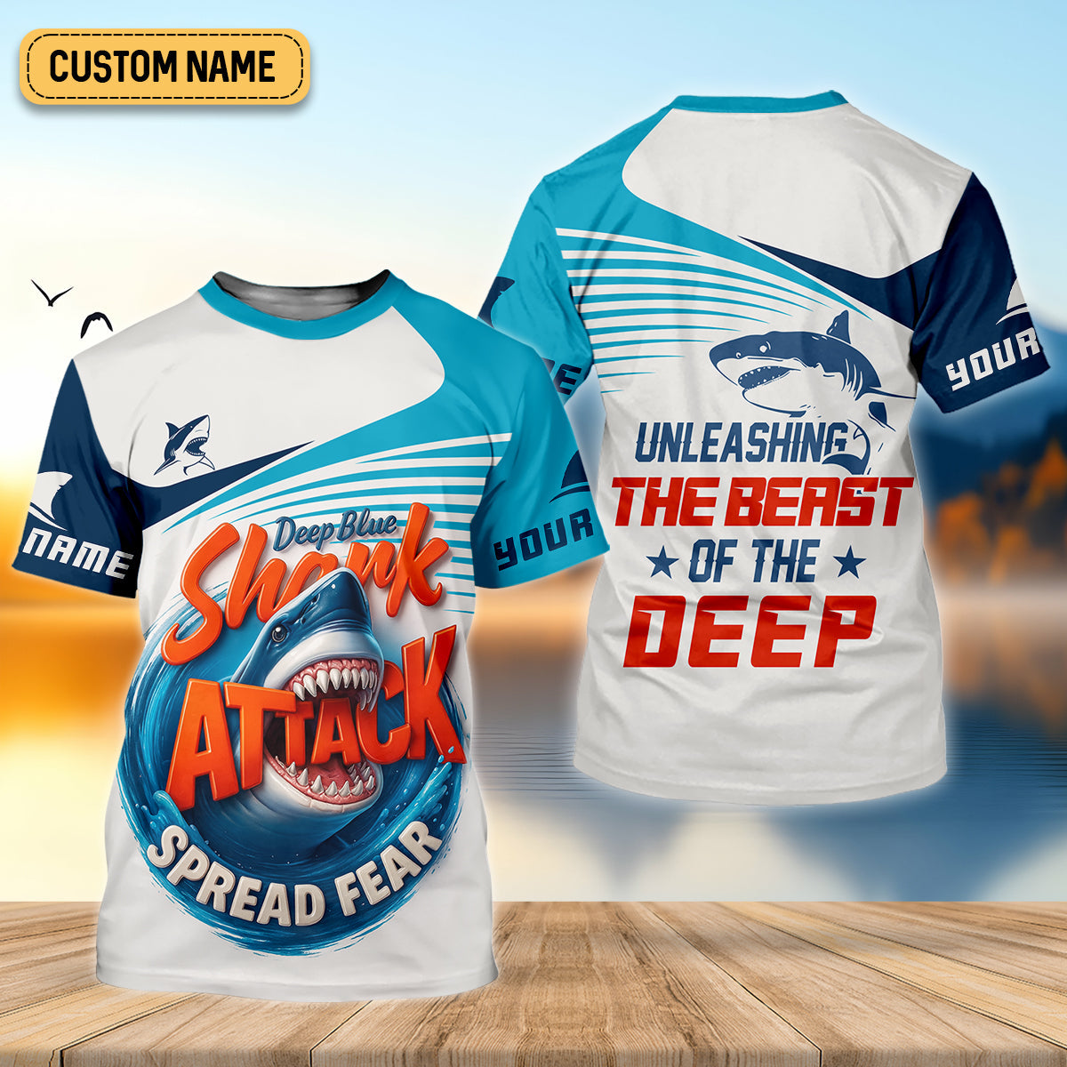 Deep Blue Shark Attack, Unleashing The Beast Of The Deep Fishing UPF Shirts, Women Fishing Shirt