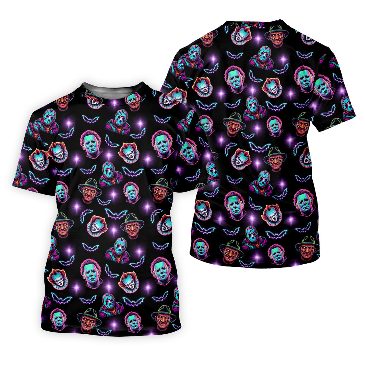 Funny Horror Character Women Golf Shirt, Horror Character Neon Shirt, Halloween Golf Shirt, Ladies Golf Shirt