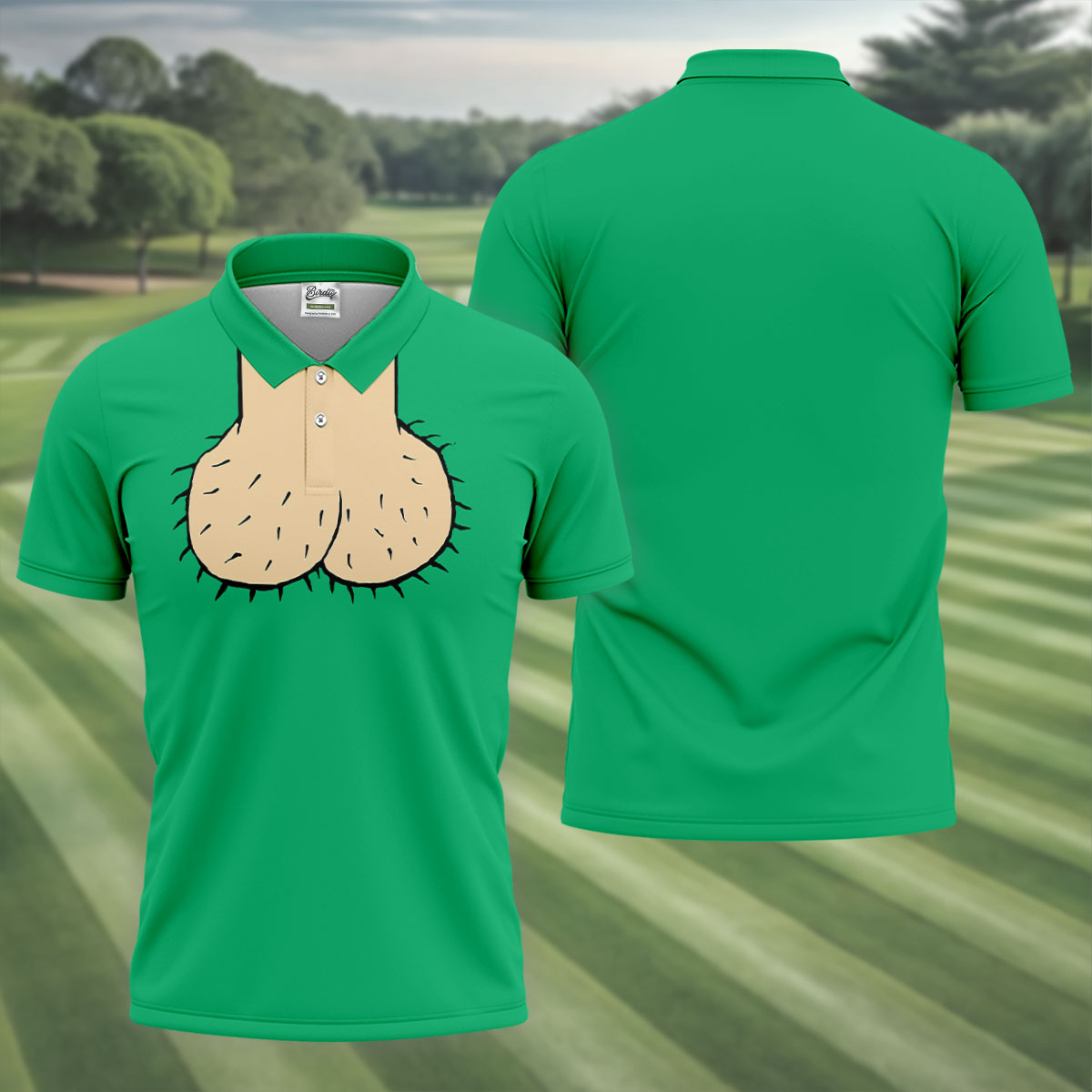 Green Funny Dickhead Faux Chest Golf Shirt, Men's Golf Shirt, Mens Polo Shirts