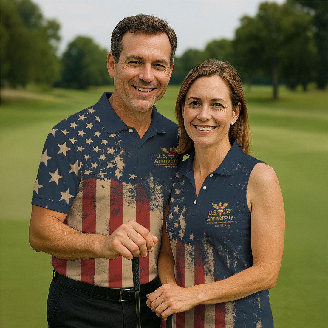 US 250th Anniversary Independence Freedom Democracy Men's Golf Polo Shirt 4th Of July Patriotic Golf Shirt
