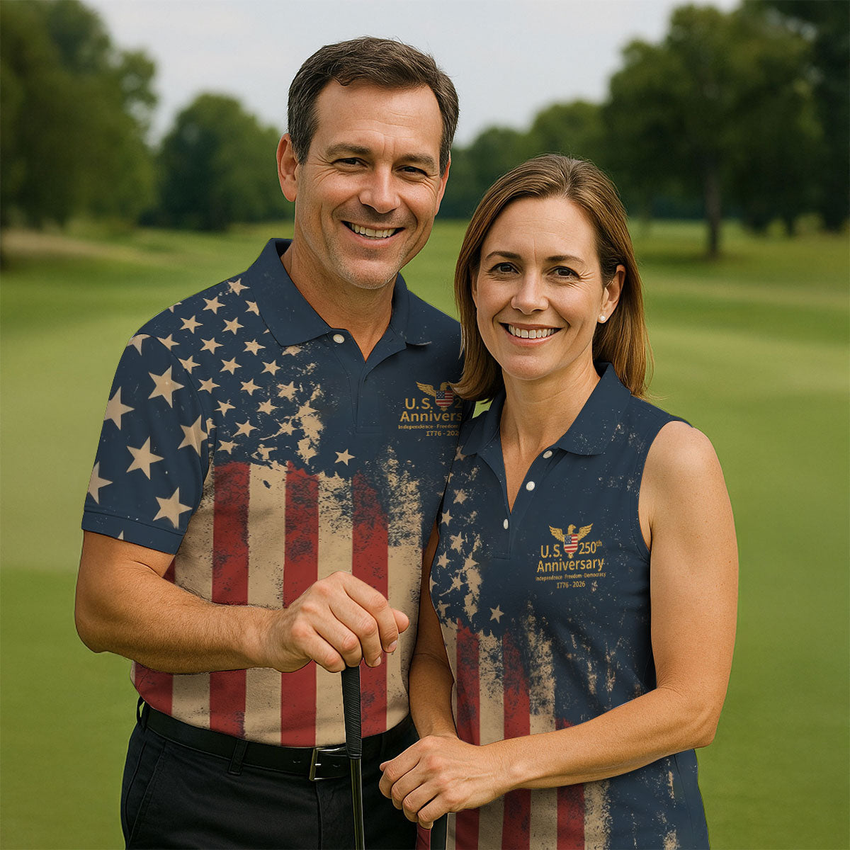 US 250th Anniversary Independence Freedom Democracy Men's Golf Polo Shirt 4th Of July Patriotic Golf Shirt