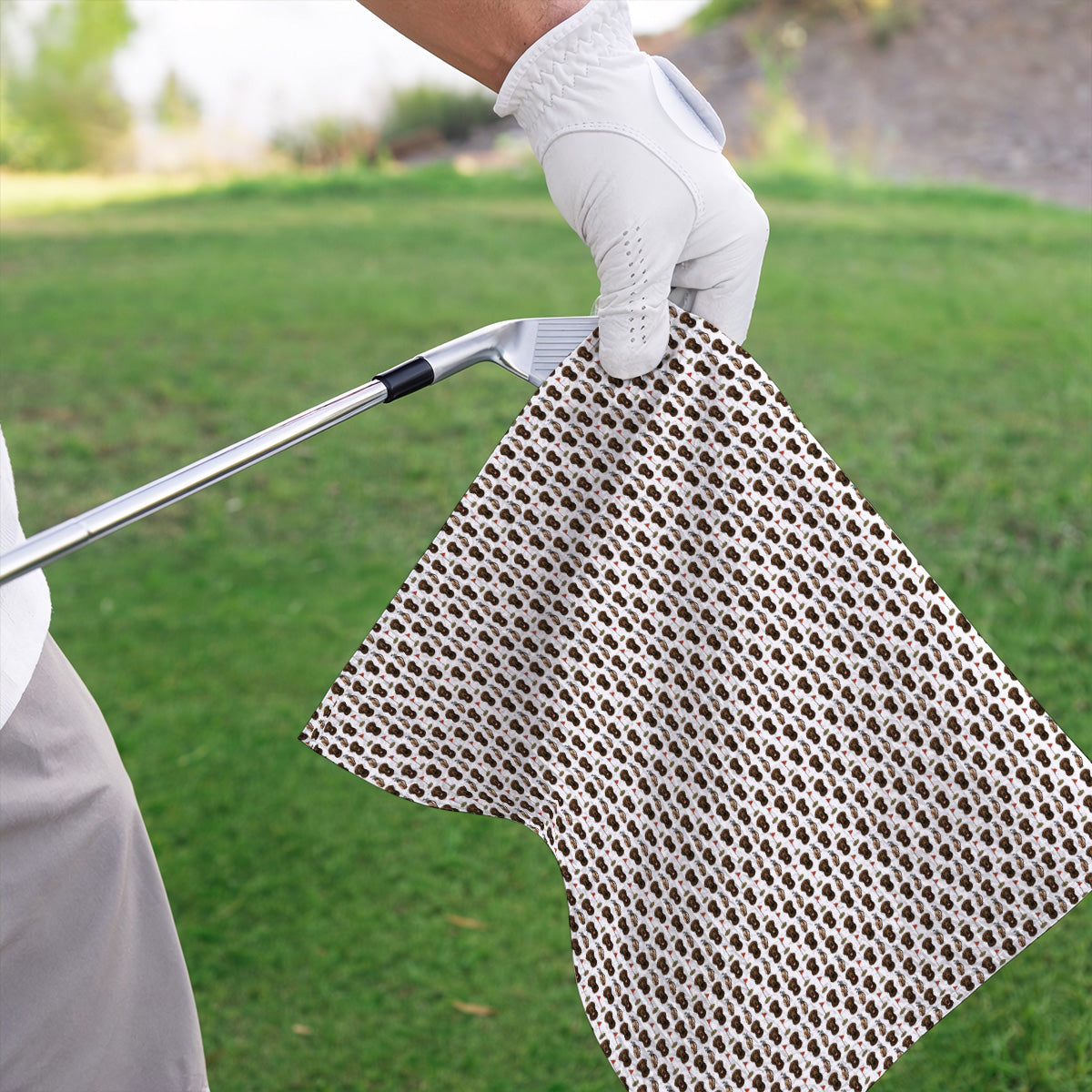 Chocolate Labrador Retriever Golf Towel, Funny Chocolate Lab Pattern Golf Towels, Dog Lover Golf Shirt