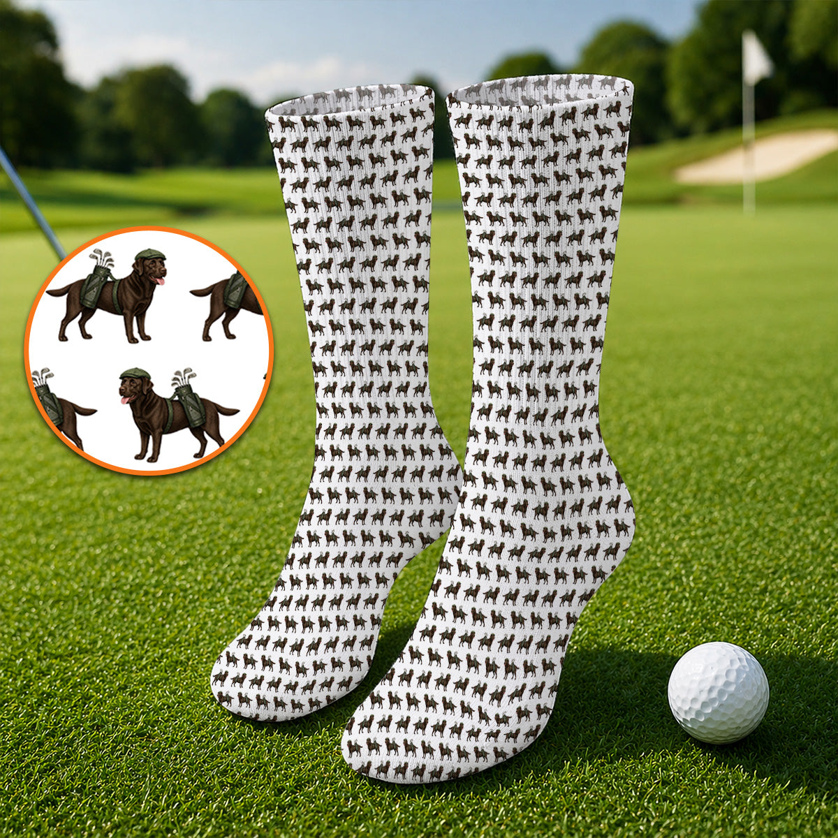 Chocolate Labrador Golf Crew Socks, Funny Dog Golf Socks, Labrador Lover Gift