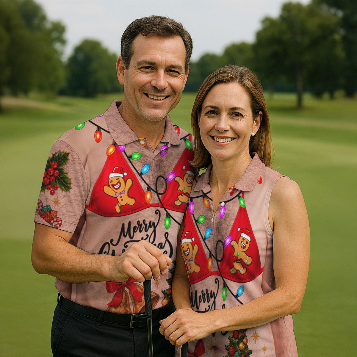 Merry Christmas Gingerbread Bra Polo Shirt, Mens Golf Shirts, Polo Shirts For Men