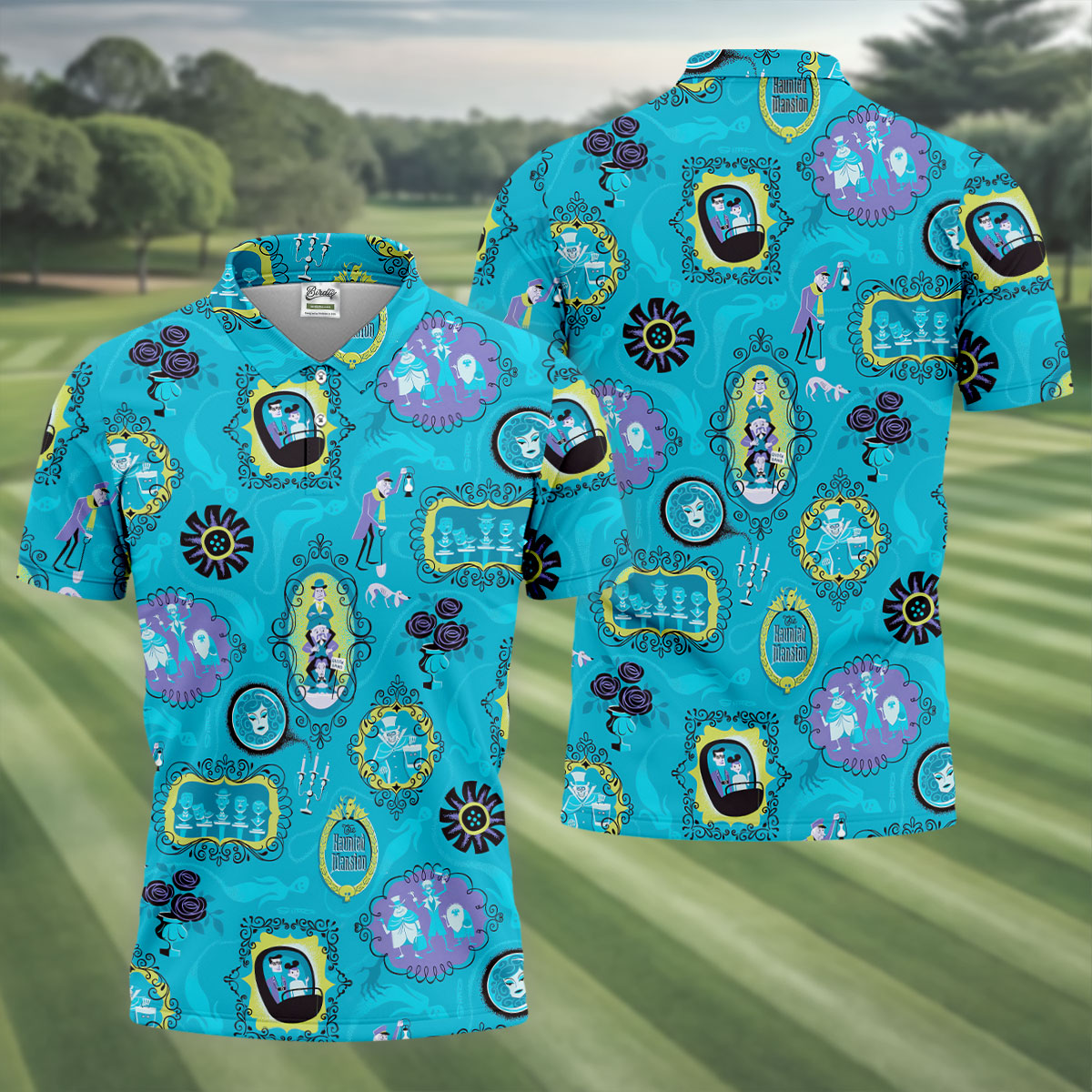 Blue Ghost Portrait Gallery Halloween Polo Shirt, Mens Golf Polo, Polo Shirts For Men