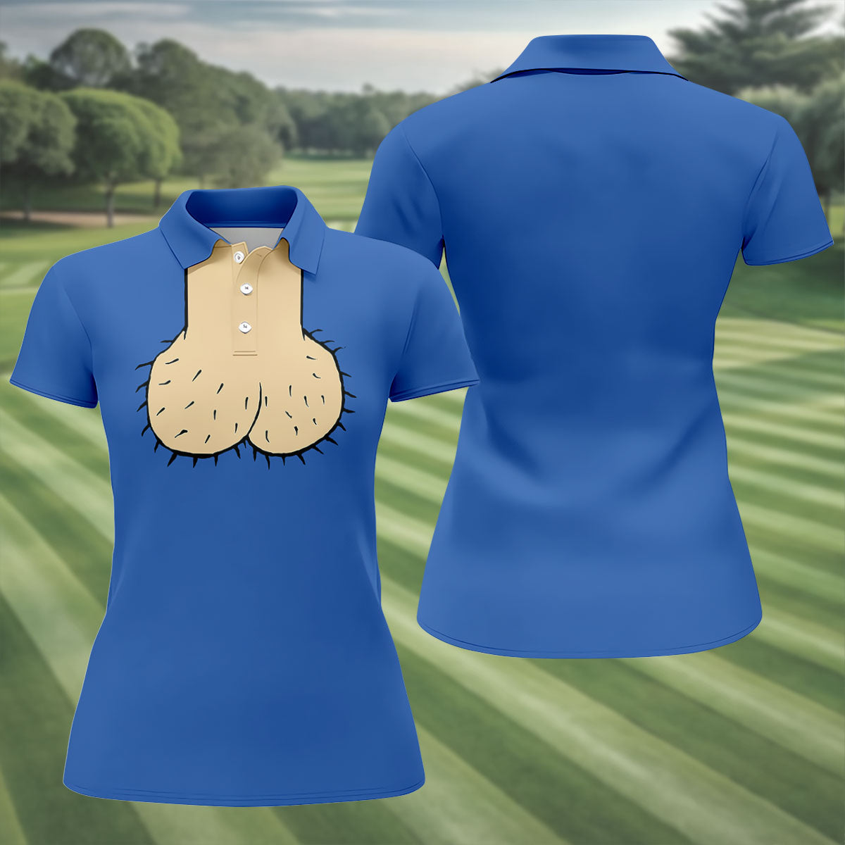 Blue Funny Dickhead Faux Chest Golf Shirt, Women’s Golf Apparel, Performance Golf Shirt