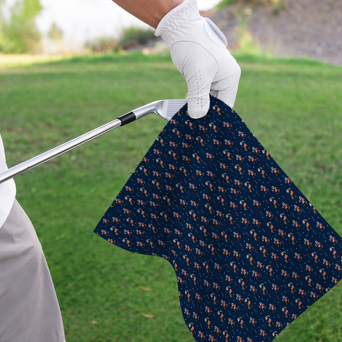 Patriotic Bald Eagle Golf Towels, American Flag Eagle Pattern Golf Towel, USA Golf Gift For Golfer