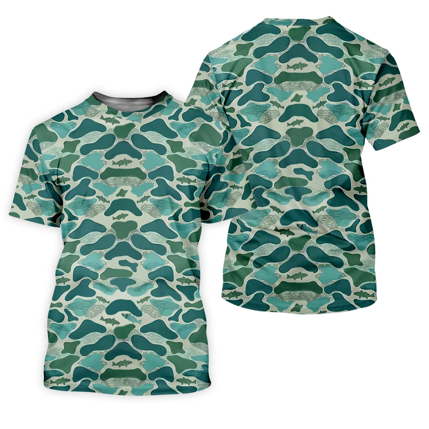 Green Camo Performance Fishing Shirts, Fishing Shirt For Women, SPF Long Sleeve Shirts Womens