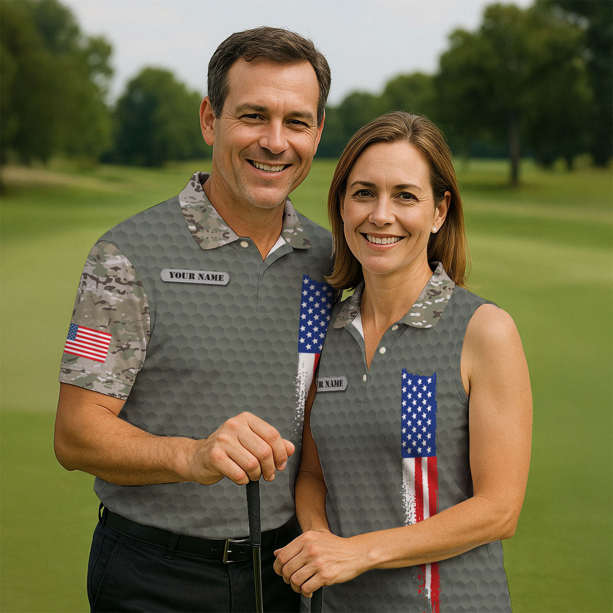 I Am A US Veteran American Flag Camo Golf Shirt, 250 Years 4th Of July Golf Shirt For Women