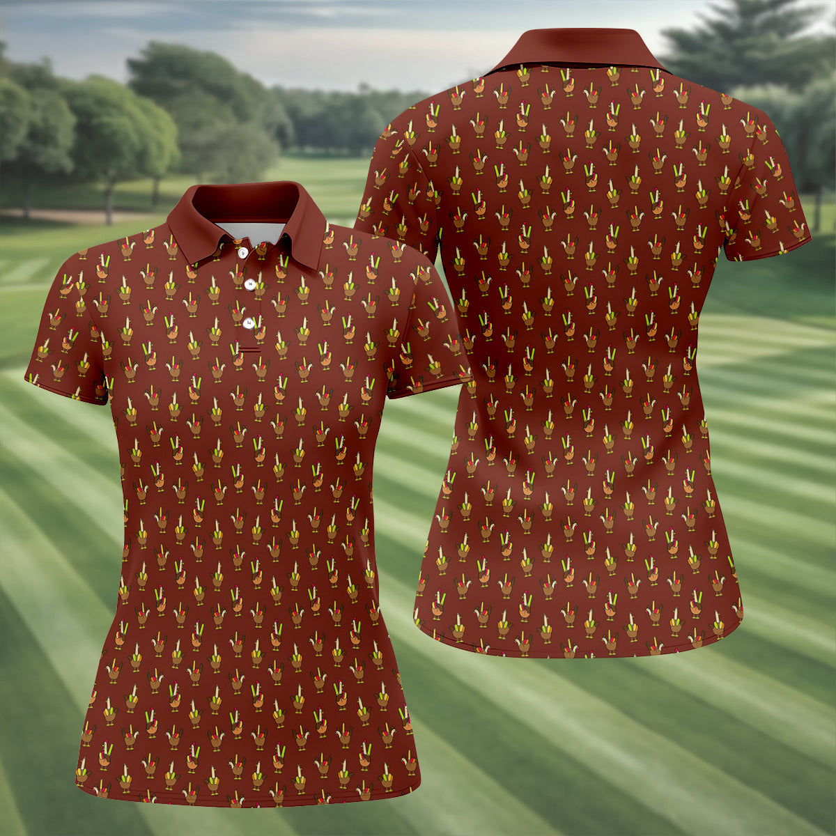 Thanksgiving Turkey Women Golf Shirt, Ladies Sleeveless Polo, Gifts For Golf Lovers, Thanksgiving Day Shirts