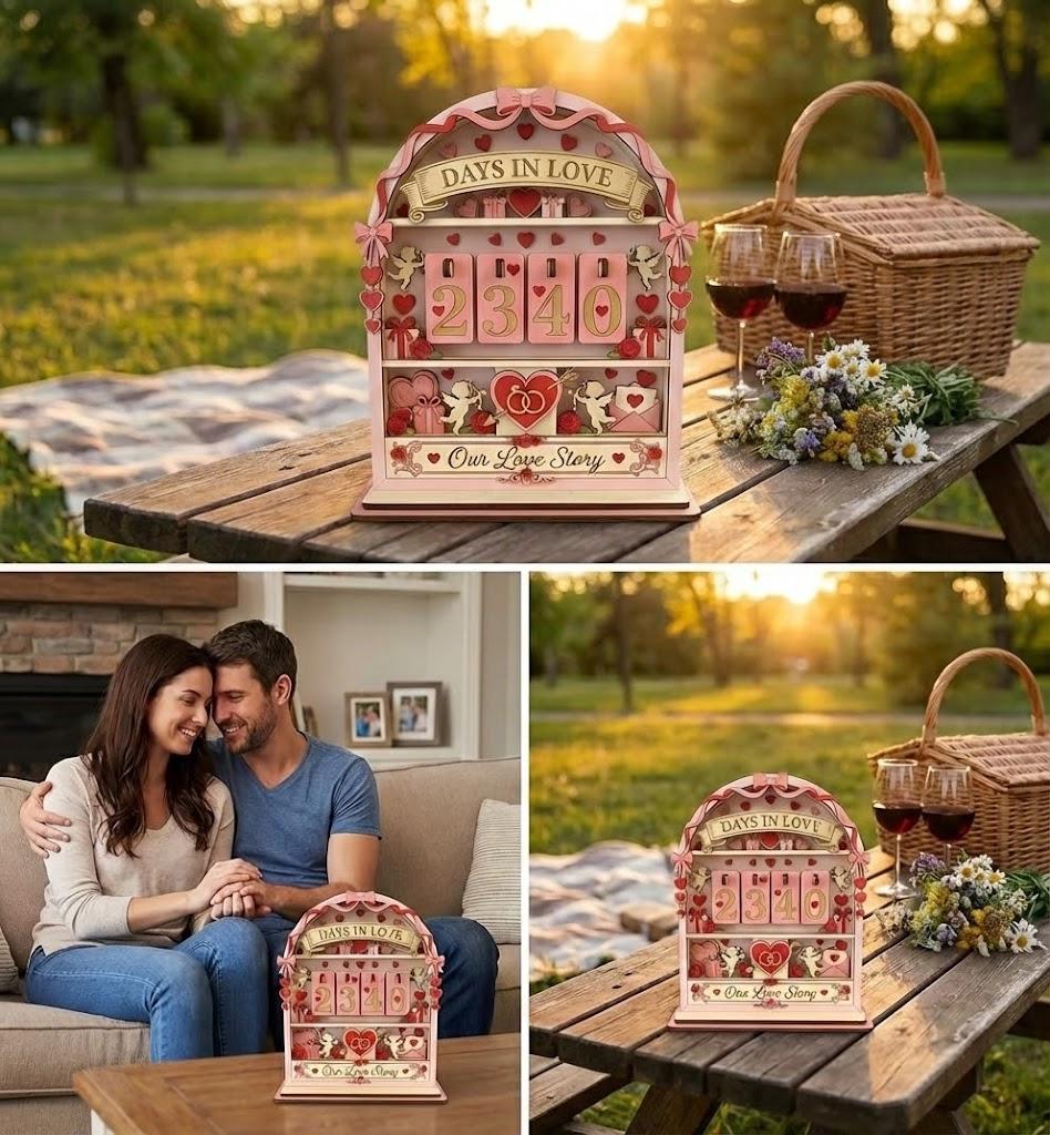 Personalized Days in Love Tracker, Custom Anniversary Counter Sign, Romantic Couple Decor, Valentine’s Day Gift