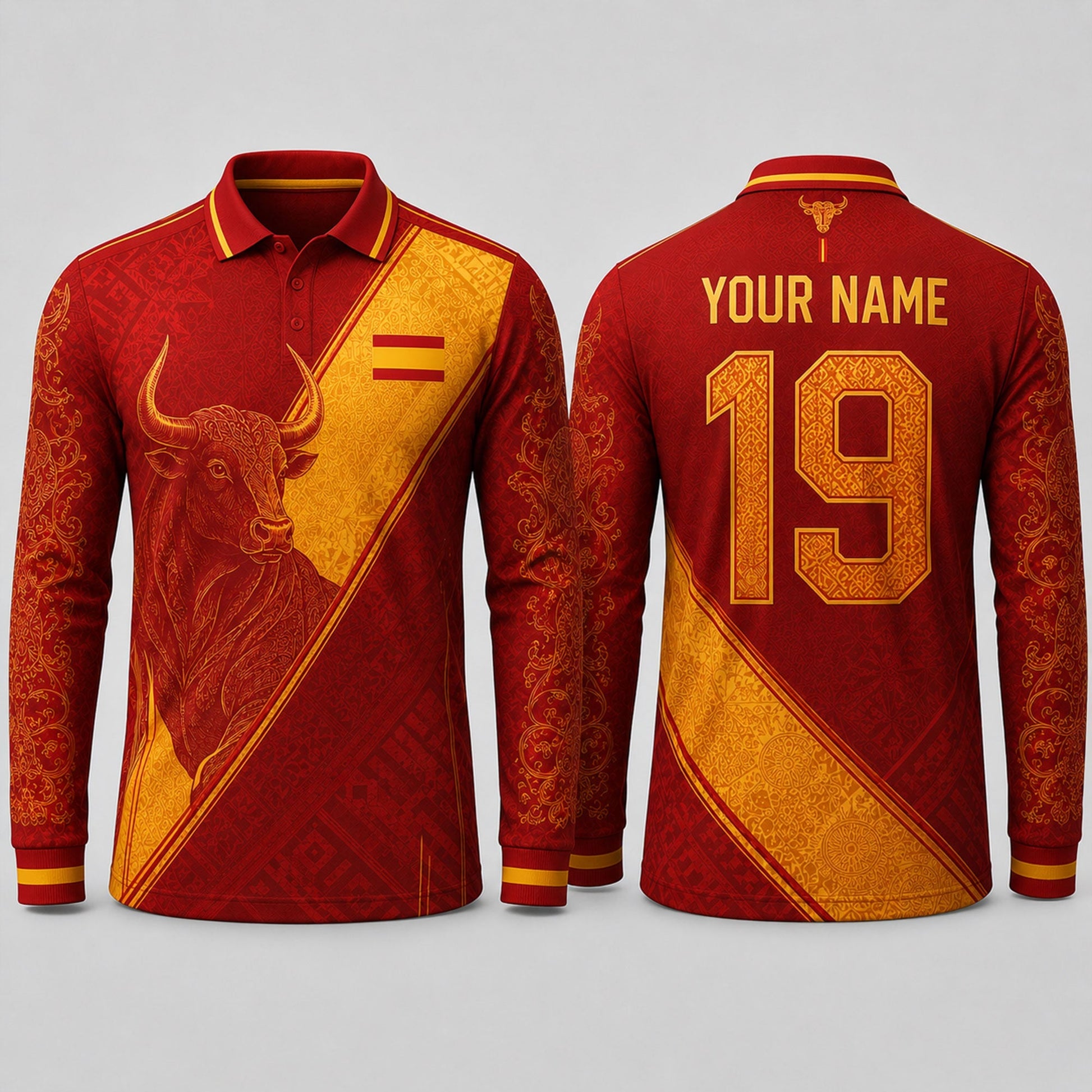 Spanish Bull Fooball Shirt, Spain Football Team V-Neck For Men, Soccer Fan Football Gifts