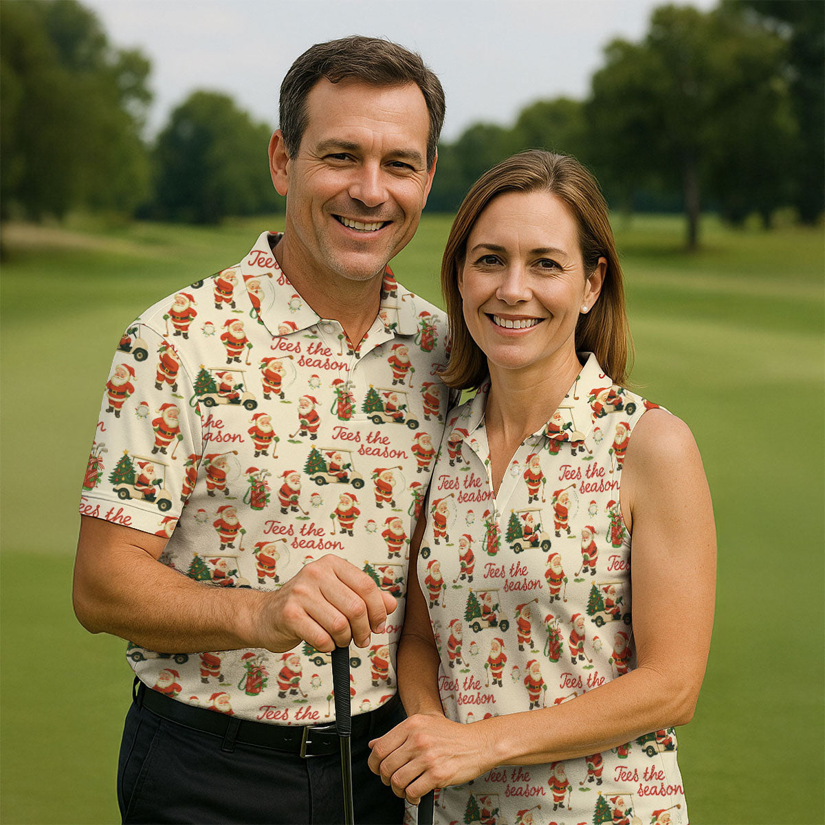 Tees The Season Funny Santa Claus Women Golf Top, Christmas Golf Shirt, Ladies Golf Shirts, Women's Golf Gifts