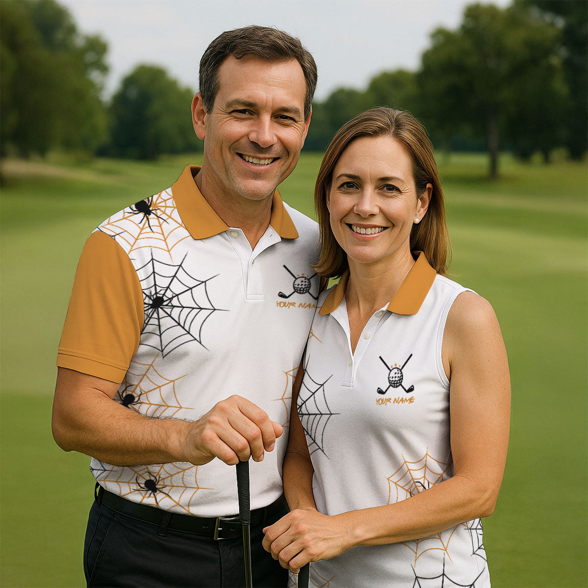 Custom Halloween Golf Friends Hawaiian Golf Shirt, Mens Golf Polo, Golf Shirts For Men