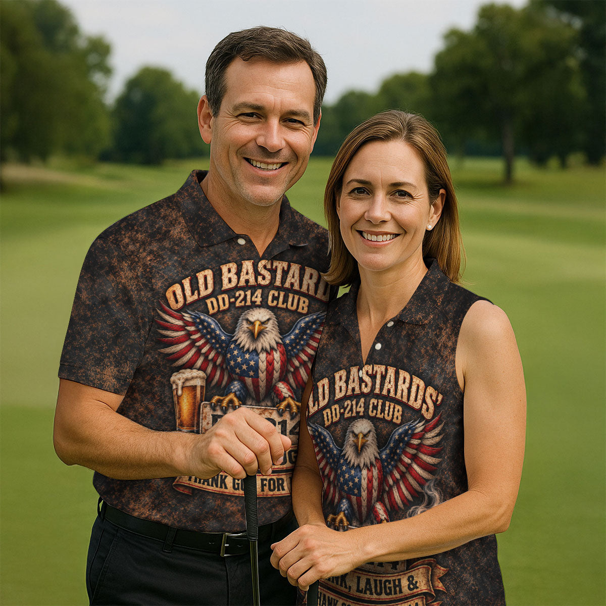 Old Bastards DD-214 Club Eagle Golf Polo Shirt, Veterans Day Shirt, Mens Golf Shirts