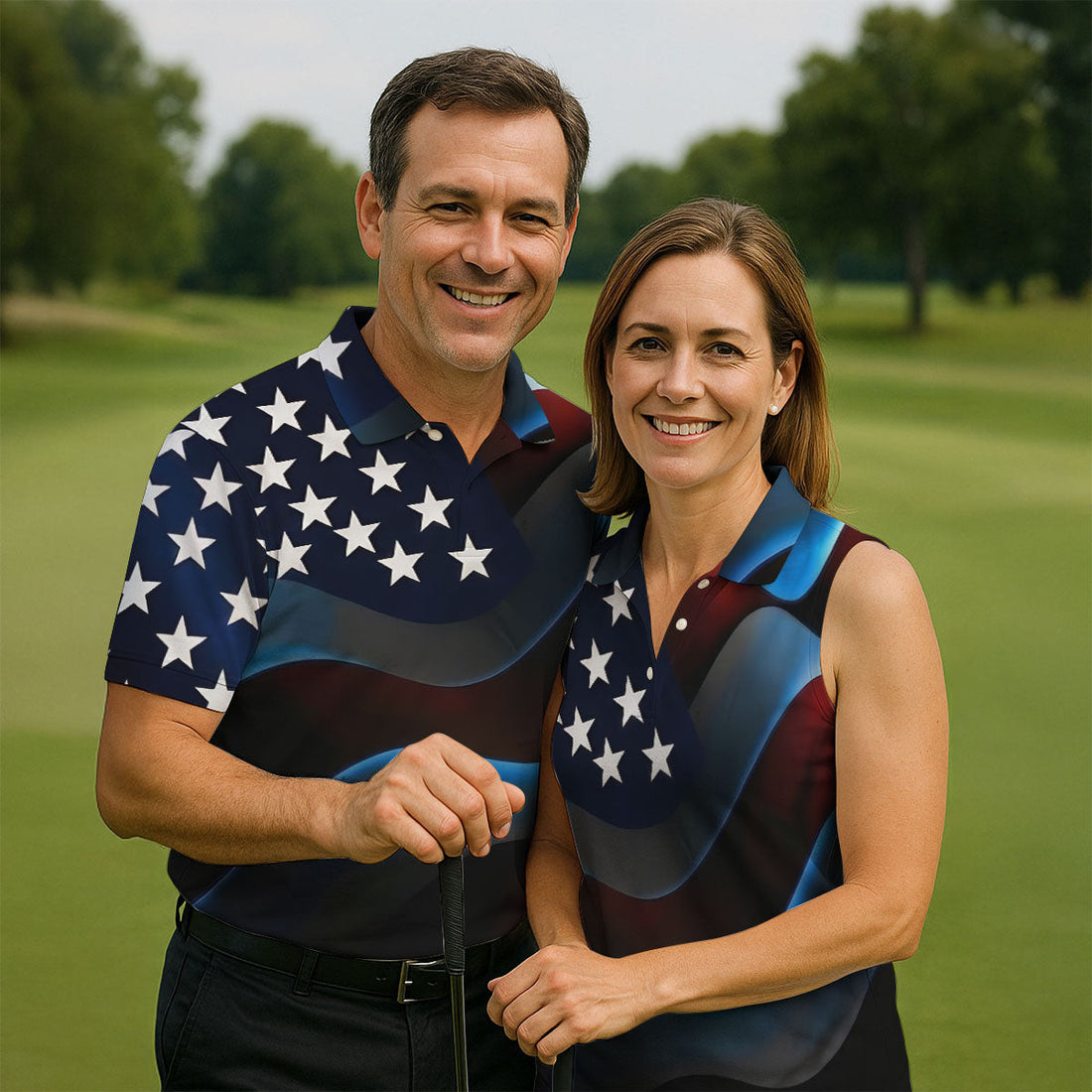 Patriotic American Flag 250th Anniversary Golf Tops For Men, Golf Shirts For Men, Polo ShirtFor Men