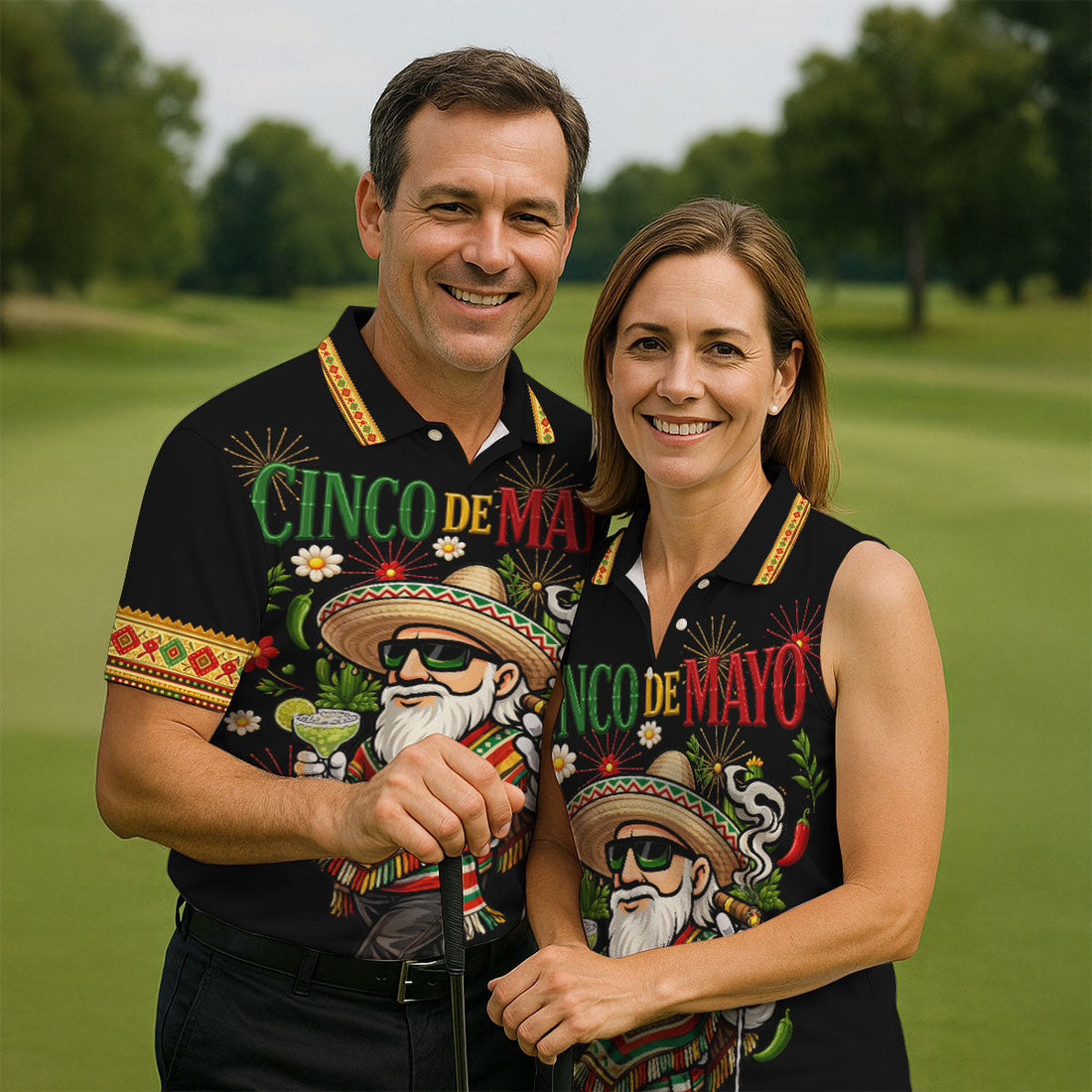 Margarita Man Cinco De Mayo Celebration Black Golf Shirt, Fiesta Theme Golf Shirts For Men