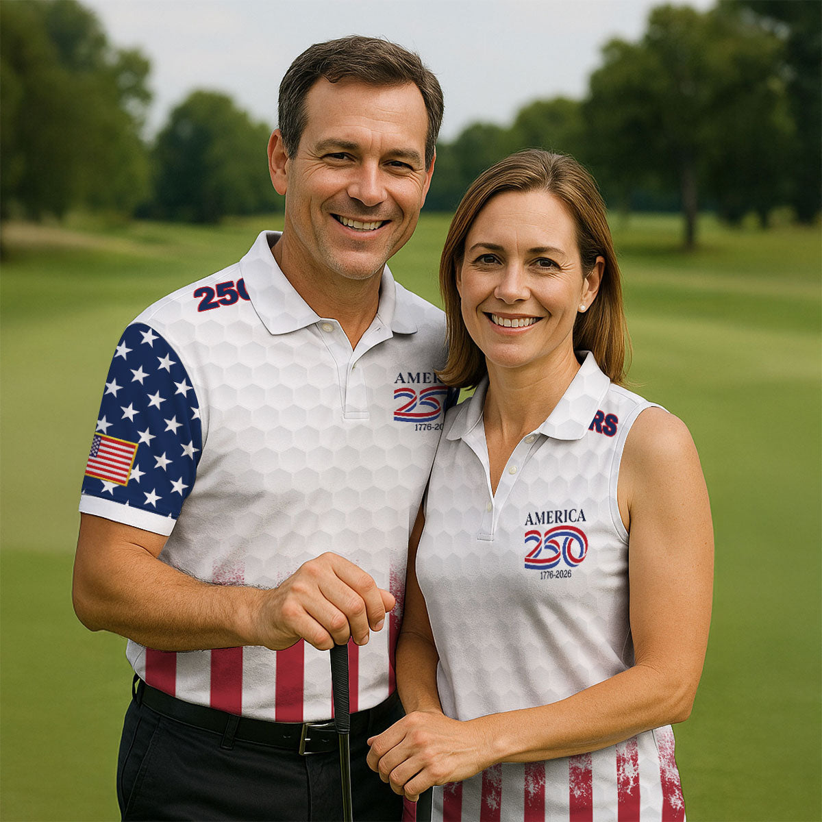 250 Years America Golf Ball Pattern 4th Of July Golf Shirt, Patriotic Golf Shirt, Golf Shirt For Women