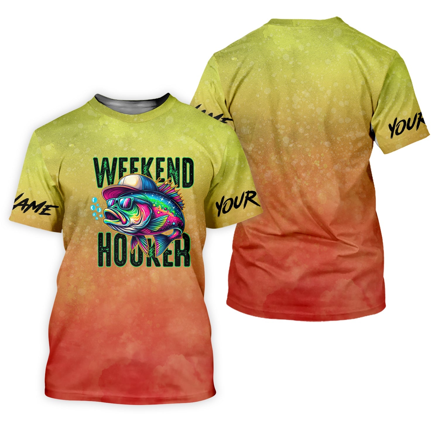 Weekend Hooker Orange Yellow Fishing Shirt, SPF Shirt, Hooded Sun Shirt, Gift For Fisherman