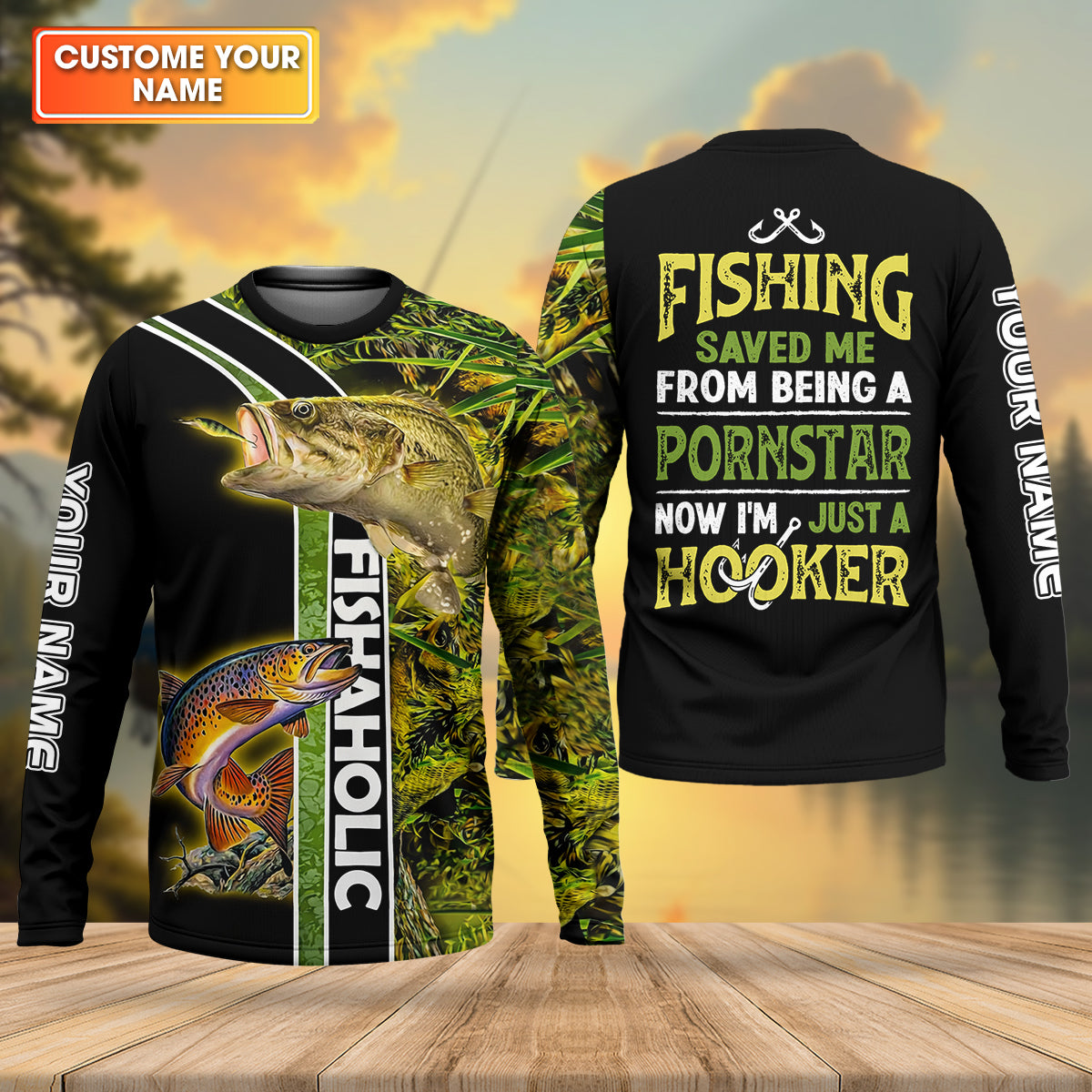 Now I'm Just A Hooker Personalized Fishing Shirt, Fishing UPF Shirts, Funny Fishing Shirt, Fishing Gift for Men