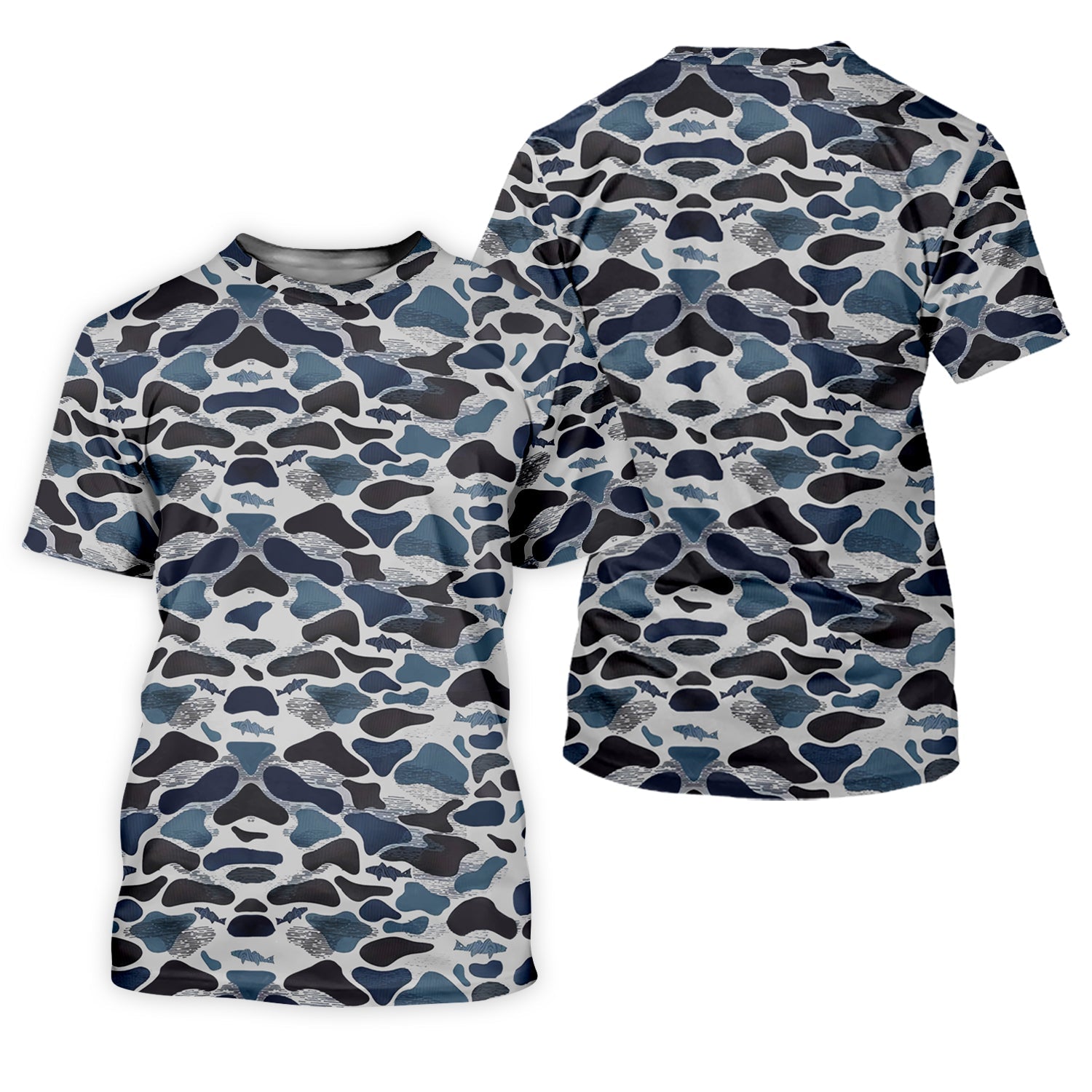 Blue Camo Performance Fishing Shirts, Fishing Shirt For Women, SPF Long Sleeve Shirts Womens
