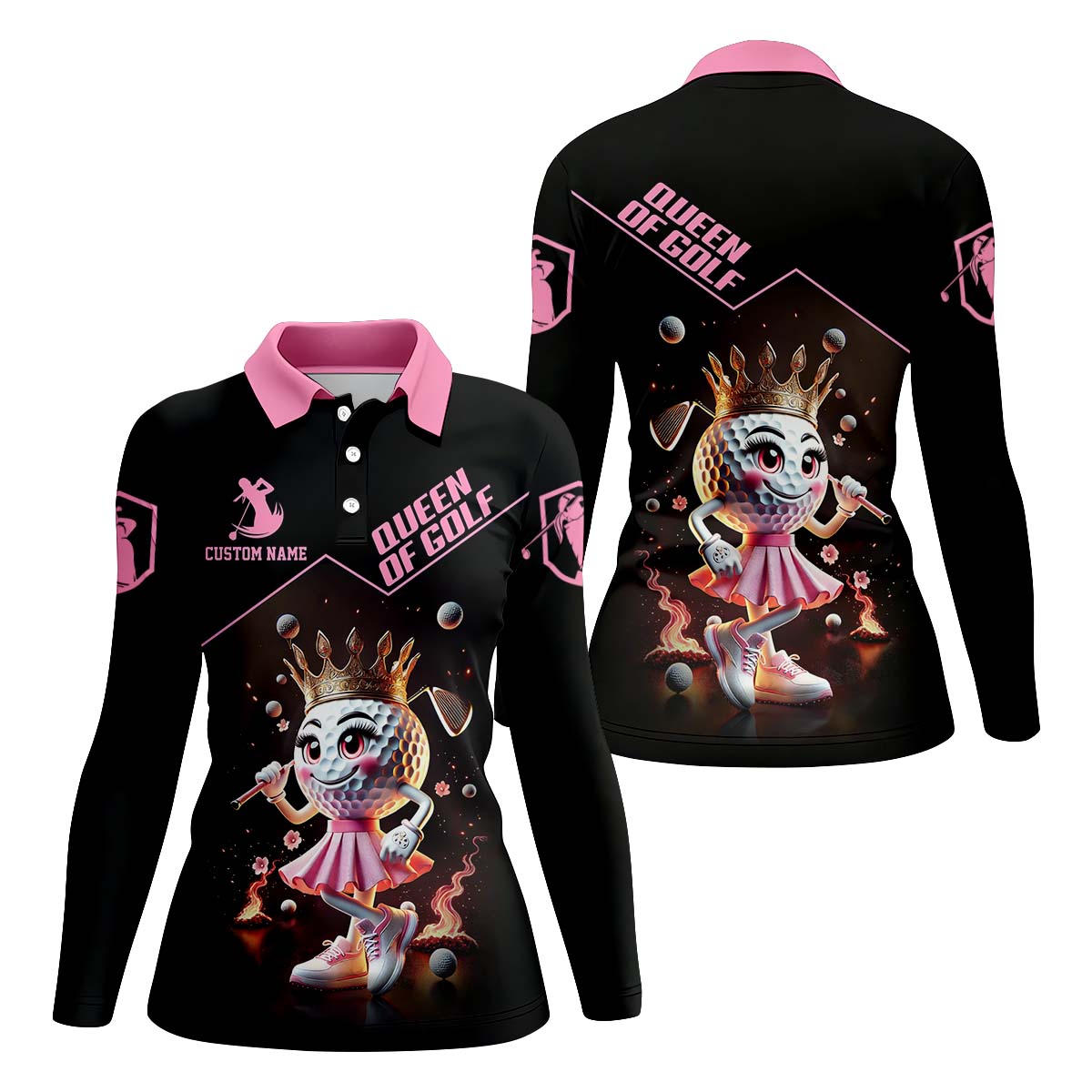Queen Of Golf Custom Womens Golf Polo ShirtGolfing Apparel, Womens Golf Gifts