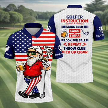 Swing Swear Look For Ball Repeat Father's Day 4th Of July Golf Shirt, 250 Years Polo Shirts For Men
