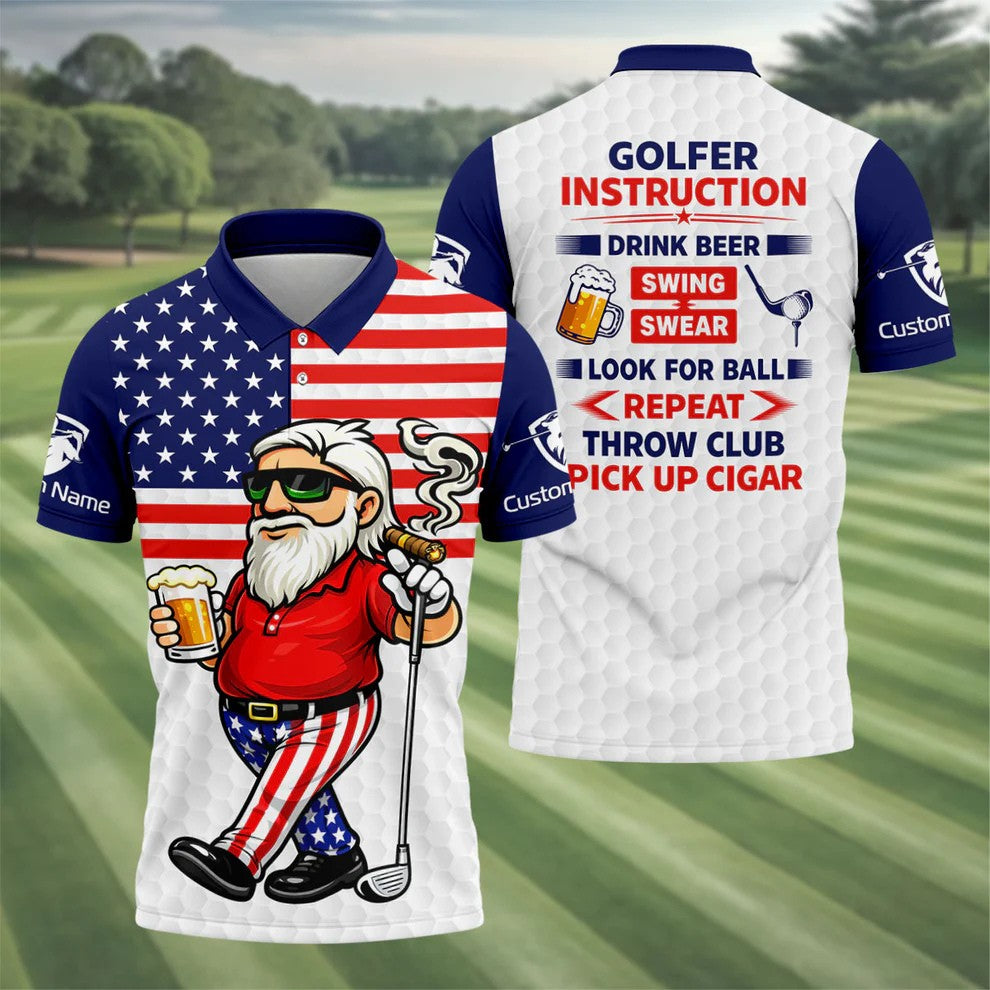 Swing Swear Look For Ball Repeat Father's Day 4th Of July Golf Shirt, 250 Years Polo Shirts For Men