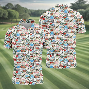 North Pole Village Map Christmas Golf Shirt, Golf Polo For Men, Mens Golf Apparel