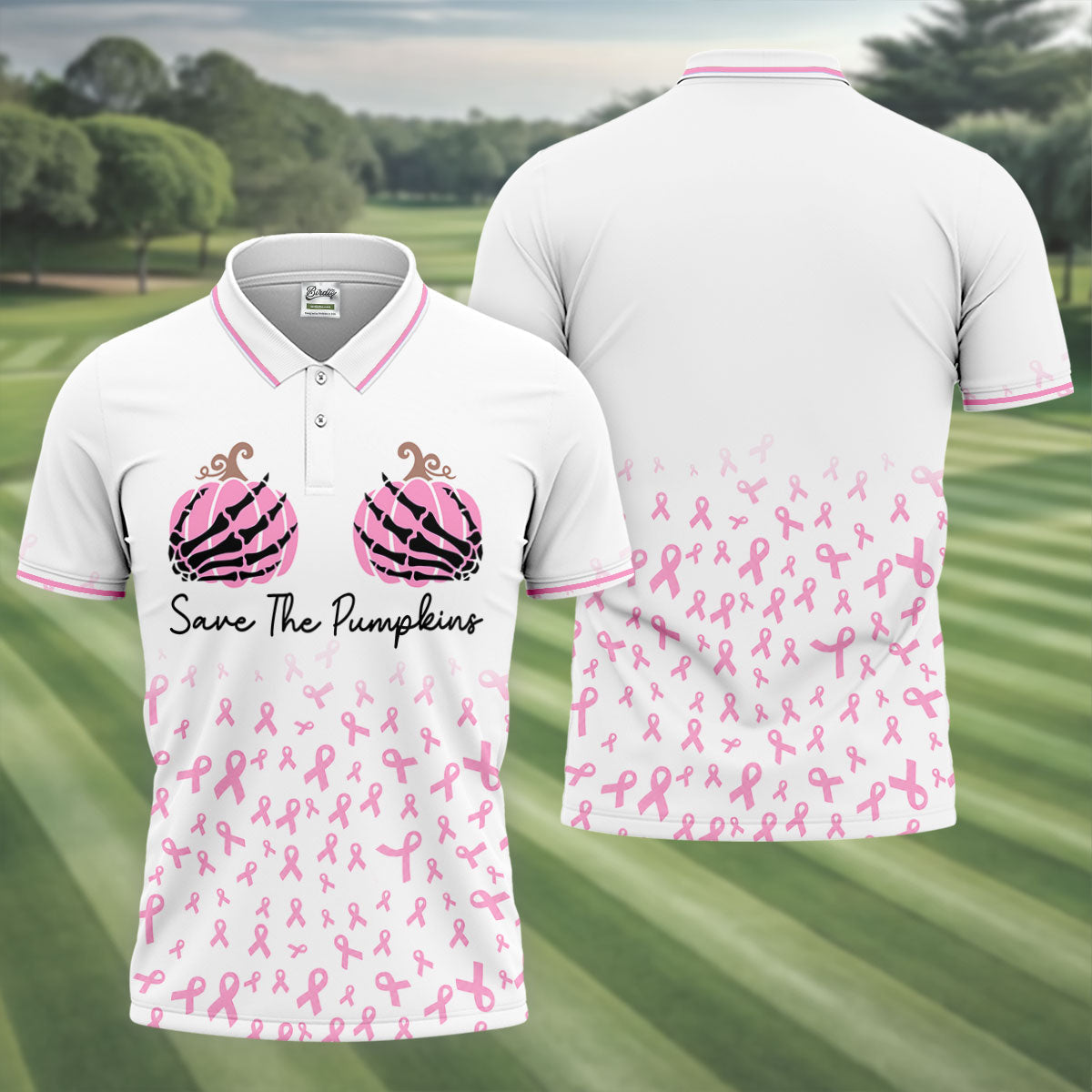 Save The Pumpkins Breast Cancer Polo Shirt, Mens Polo Shirts, Golf Apparel For Men
