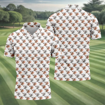 Longhorn Watercolor Pattern Golf Polo Shirt, Golf Apparel For Men, Hawaiian Golf Shirt
