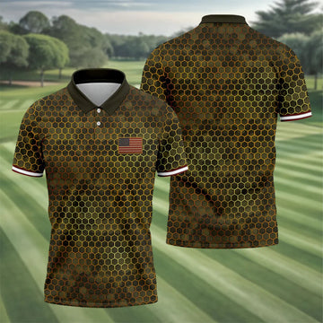 Hexagonal Camo Patriotic 4th Of July Golf Shirt, 250 Years Polo Shirts For Men