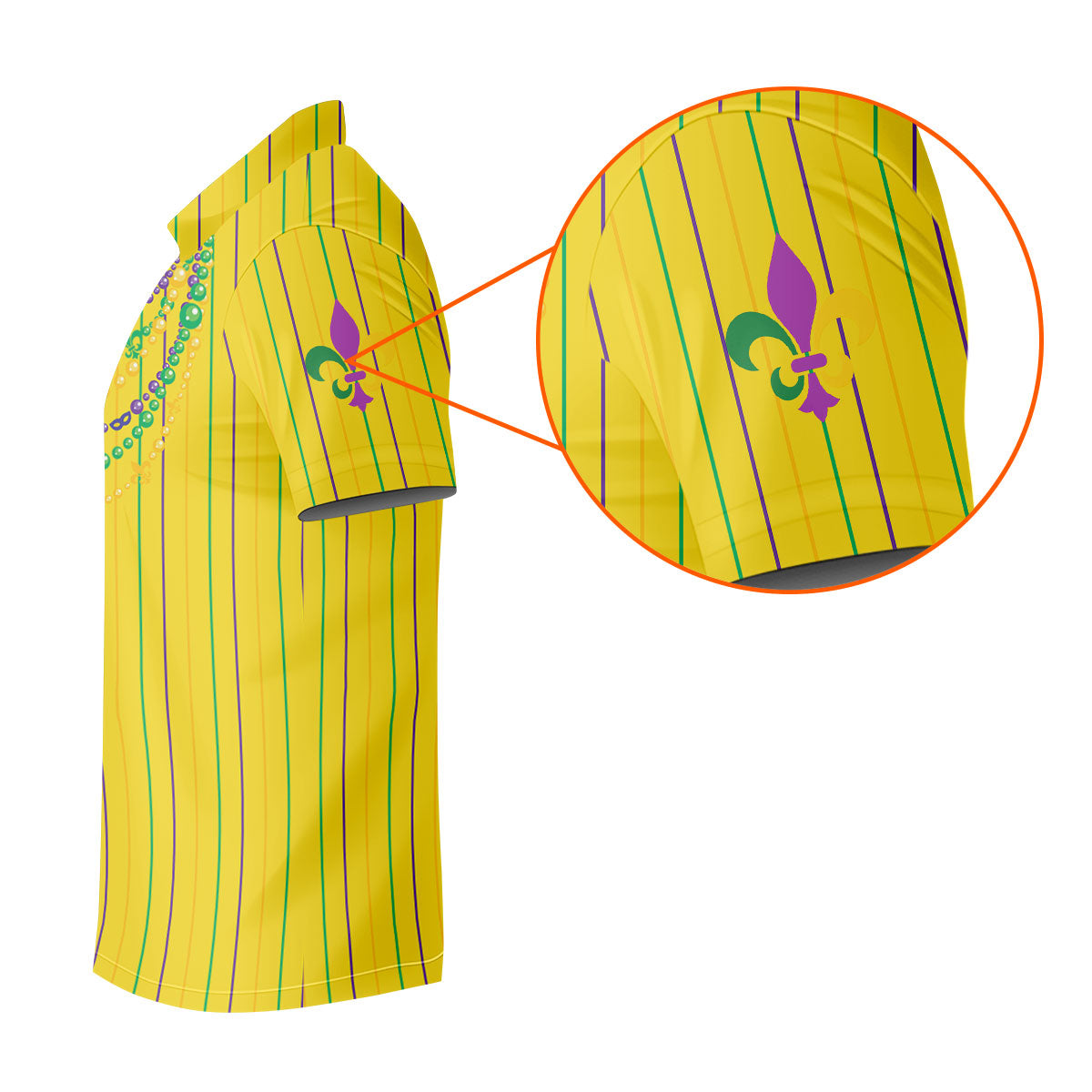 Mardi Gras Beads Necklaces Print Yellow Golf Shirt, Women's Golf Shirts, Ladies Golf Polos, Golf Shirt For Women
