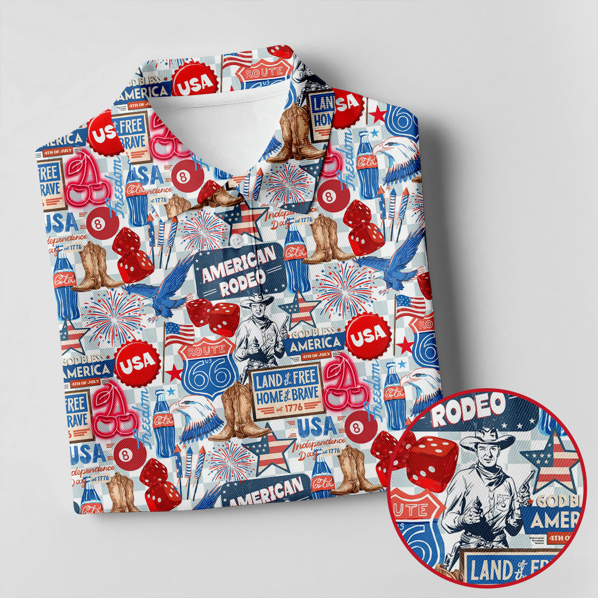 American Rodeo Western Theme Patriotic 4th Of July Golf Shirt, 250th Anniversary Golf Shirt For Women