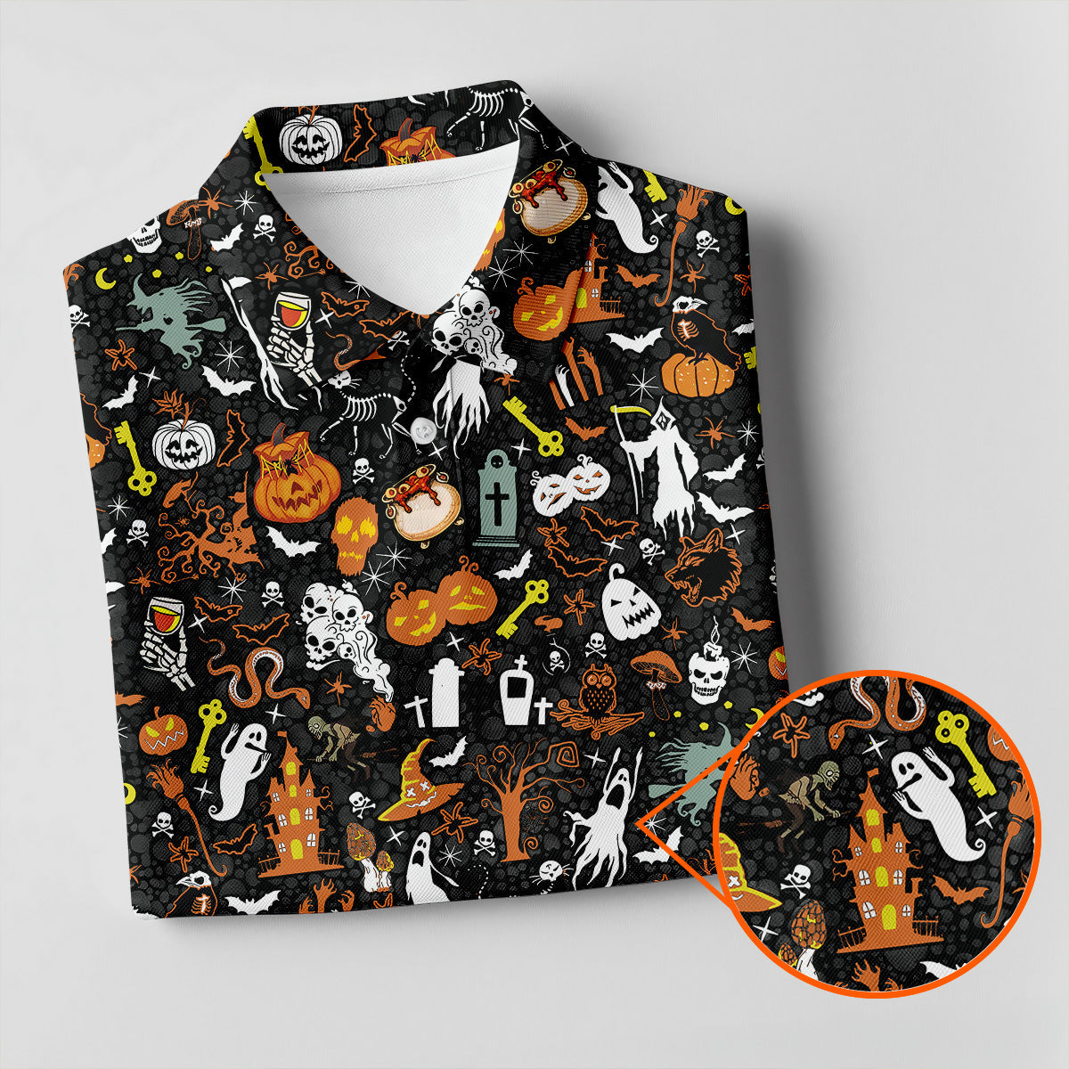 Trick or Treat Spooky Ghost Pumpkin Women's Golf Shirt, Halloween Golf Shirt, Fun Golf Shirts For Women