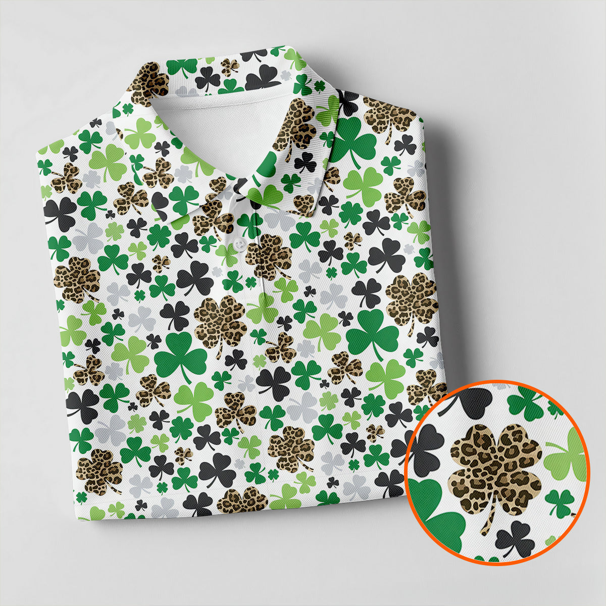 Leopard Pattern St Patrick's Day Shamrock Golf Shirt, Fun Women's Golf Shirts, Women's Golf Tops